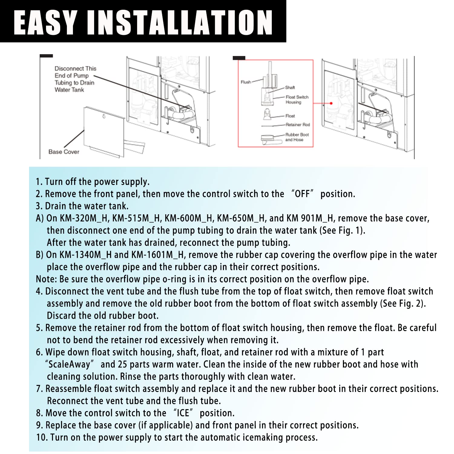 Hoshizaki Ice Maker Float Switch Connector, Rubber Boot & Hose Replacement Kit - Compatible with 426799-01 - Perfect for Commercial Ice Machines in Restaurants, Bars & Hotels