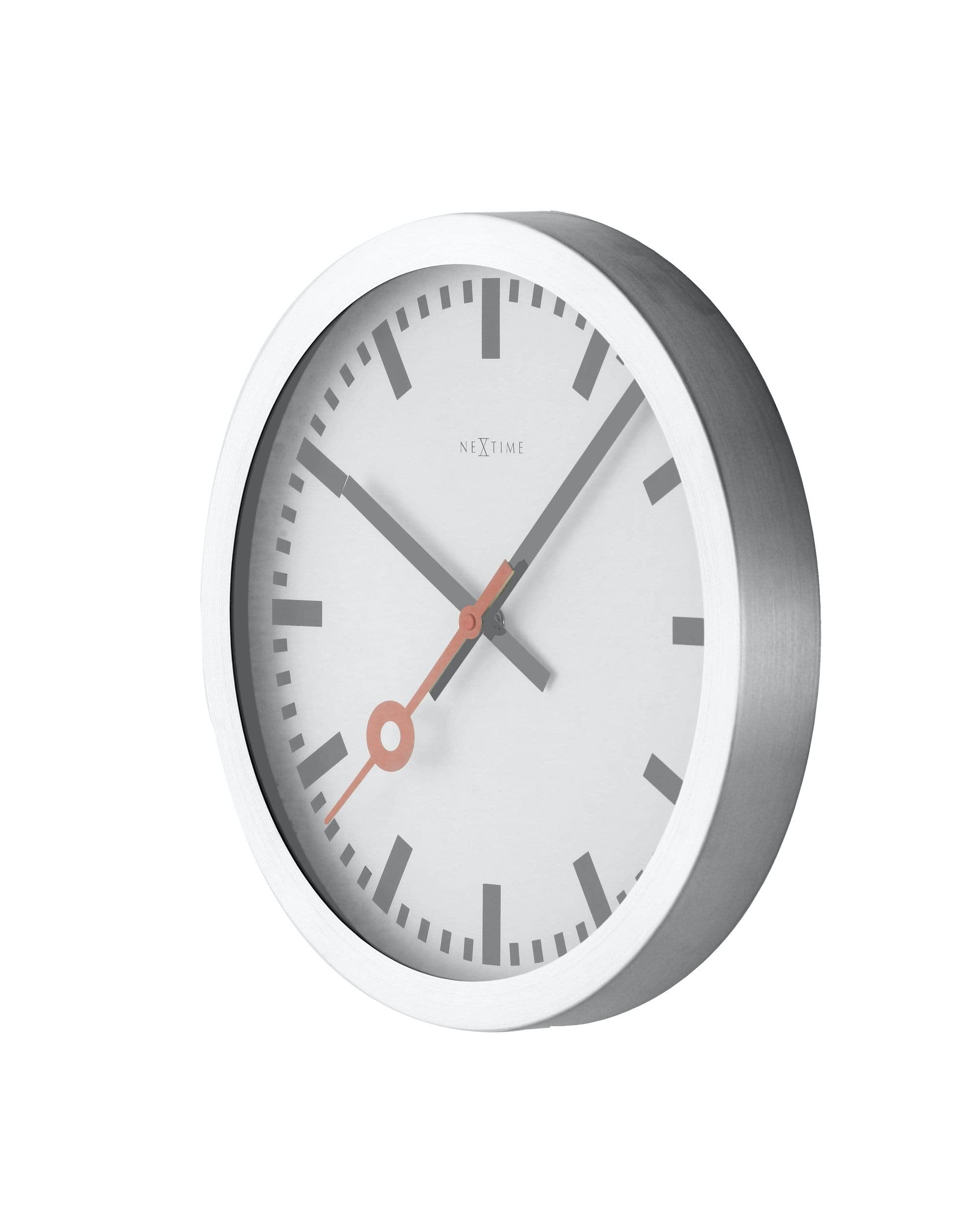Nextime Unek Goods Station Wall Clock - Round White Face Battery Operated Wall Clock for Home, Office & Classroom Decor