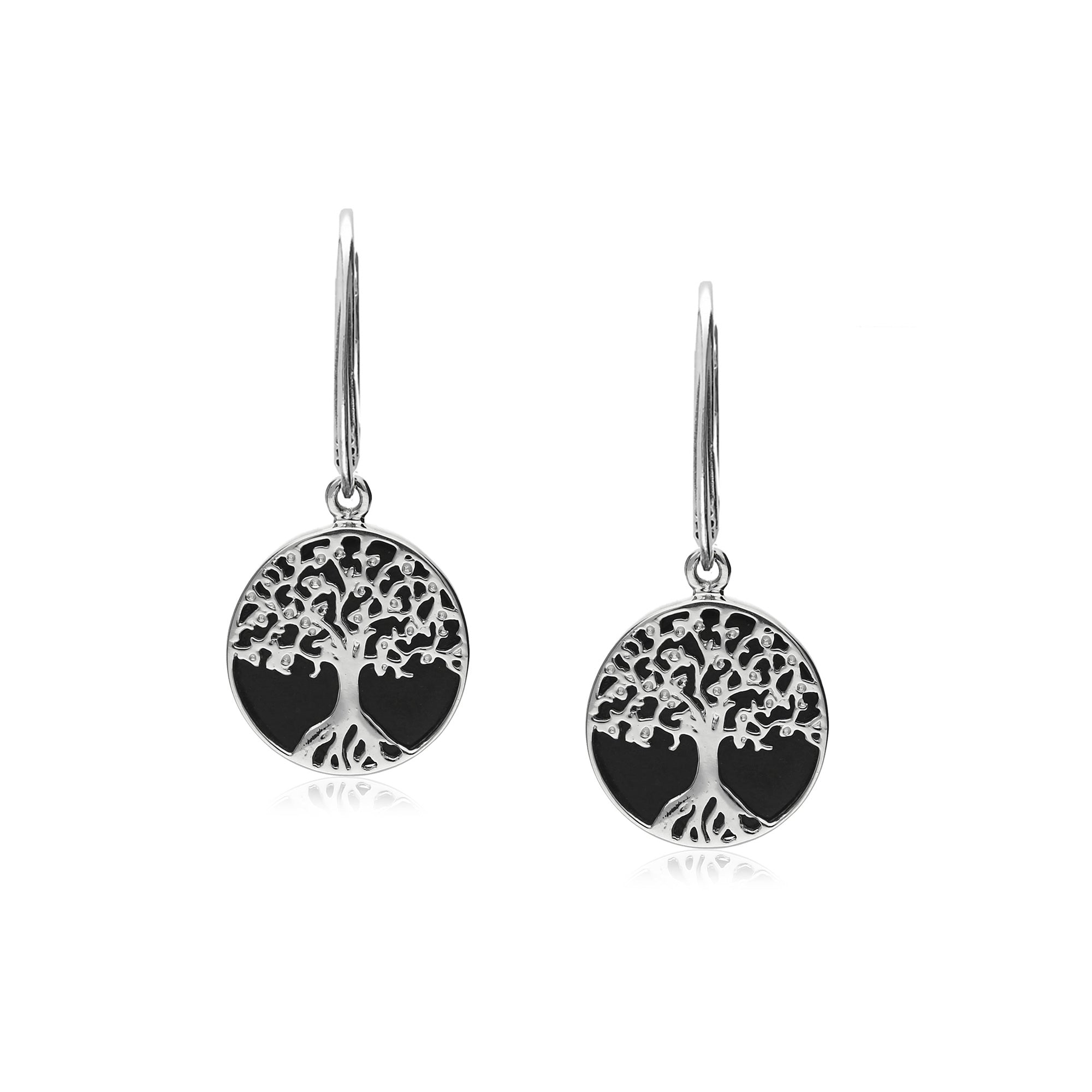 Whitby Jet Tree of Life Sterling Silver Drop Earrings for Women – XS Size – Elegant Dangle Earrings for Everyday Wear, Parties & Special Occasions
