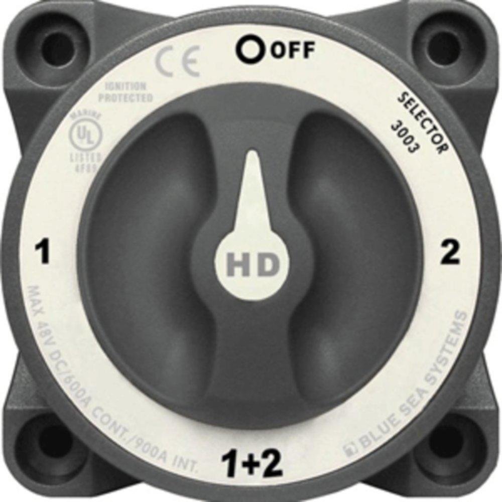 Blue Sea 3003 HD-Series Battery Switch Selector with Alternator Field Disconnect - Heavy Duty Marine Battery Isolator for Boats, RVs & Off-Grid Power Systems - Perfect for Dual Battery Setup & Electrical Safety