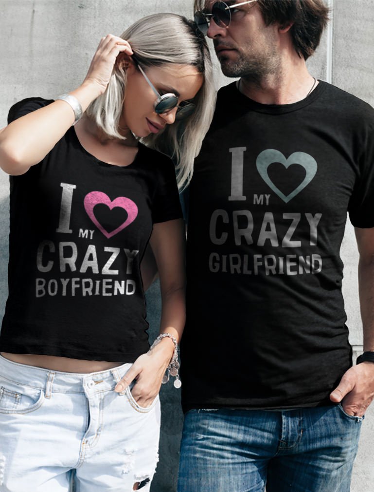 Funny Matching Couples T-Shirts for Valentine's Day - Perfect Boyfriend & Girlfriend Gift Set for Anniversaries, Date Nights and Romantic Couple Photos