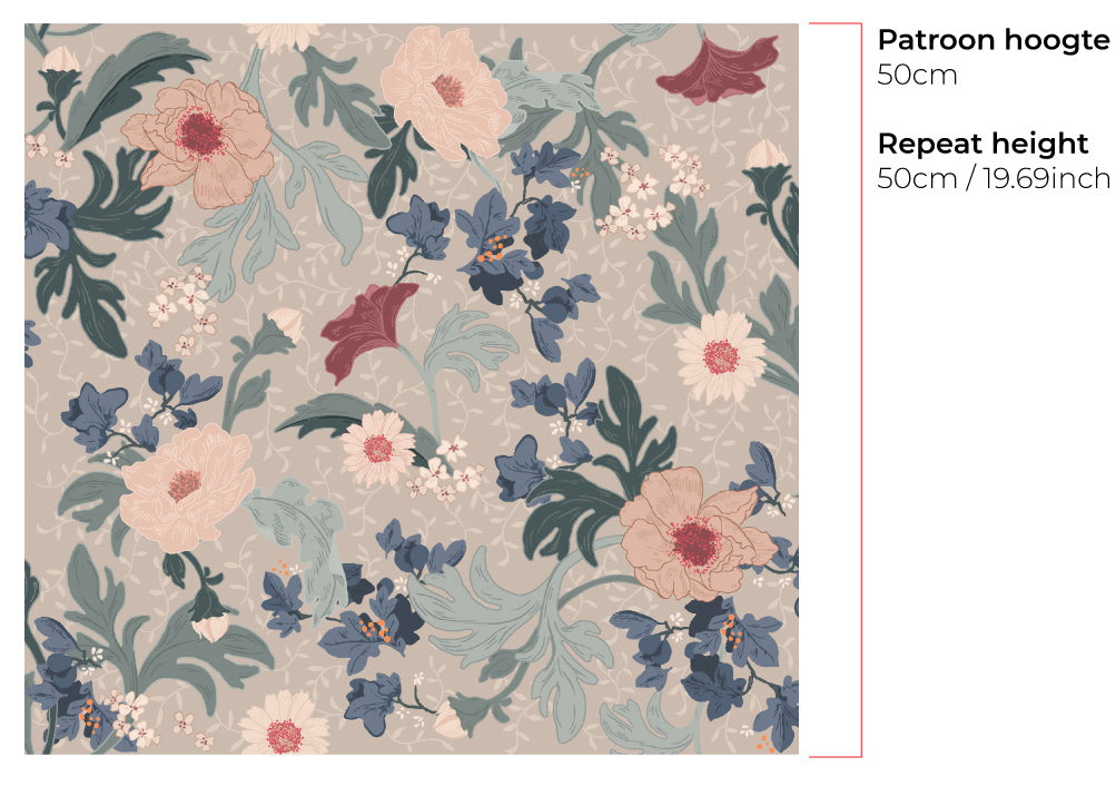 Feline Forest Flowers Wallpaper Roll - Peel and Stick Self-Adhesive Wallpaper for Bedroom, Living Room, and Nursery Decor