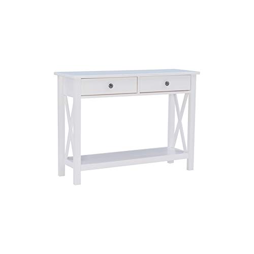 Linon Dalton Wood Console Table in Antique White - Entryway Sofa Table, Hallway Accent Furniture for Living Room, Bedroom & Foyer Decor