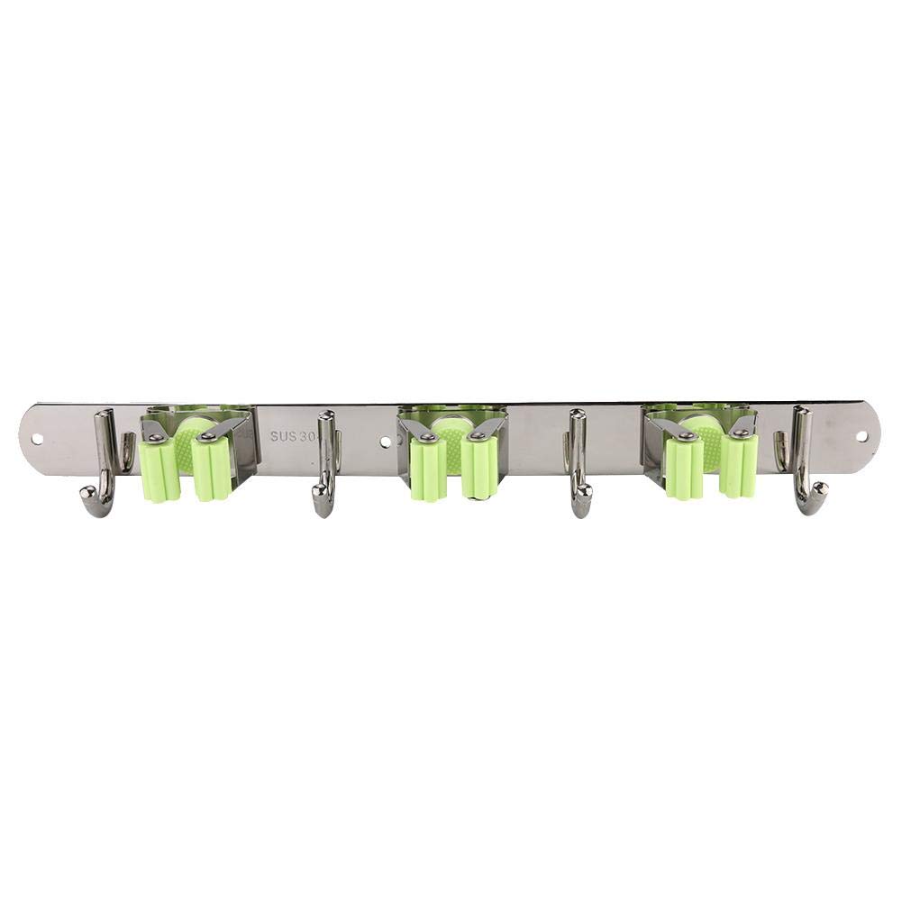 Wall Mount Mop and Broom Holder - Heavy Duty Plastic Tool Storage Rack with 7 Hooks (4+3 Buckle) for Kitchen, Bathroom & Garage Organization - Perfect for Cleaning Tools, Garden Equipment & Household Items Storage