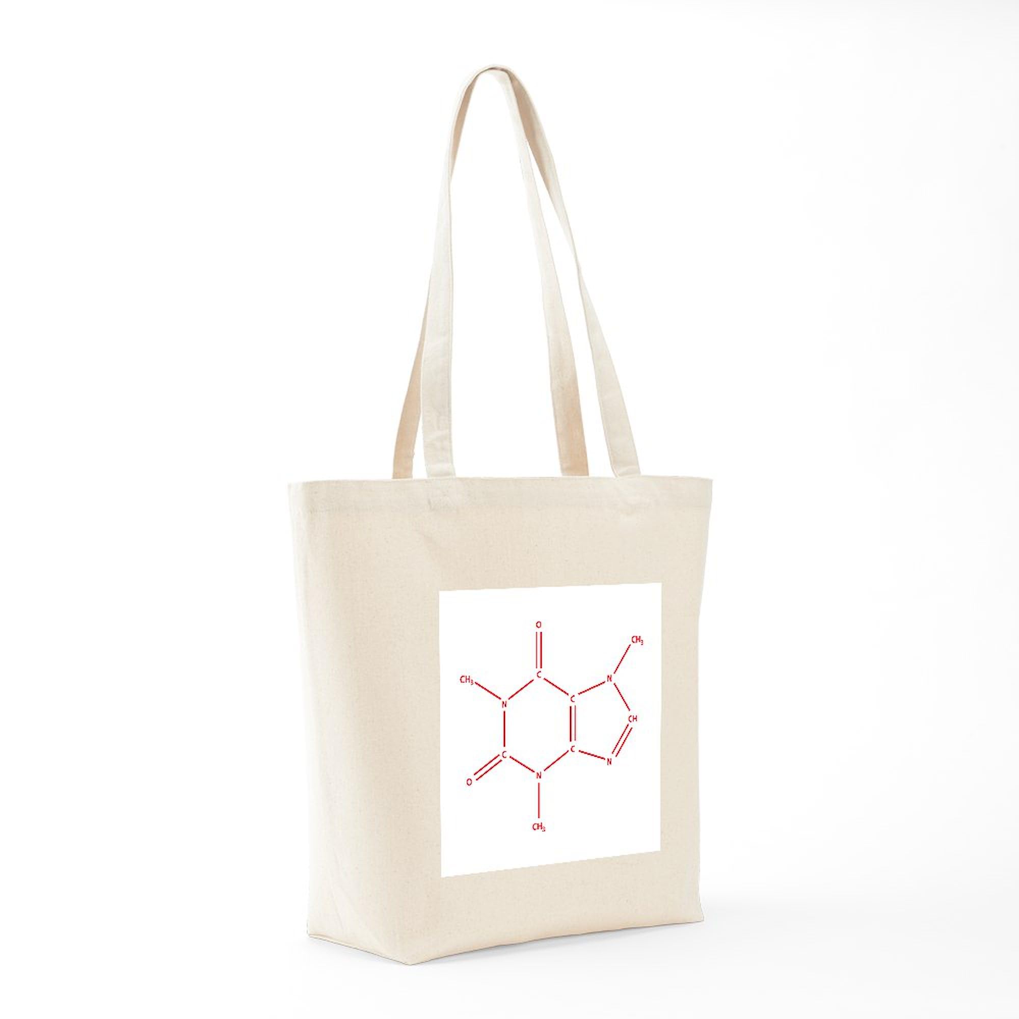 Caffeine Molecule Tote Bag - Natural Canvas Reusable Shopping Bag for Coffee Lovers, Groceries & Beach Essentials