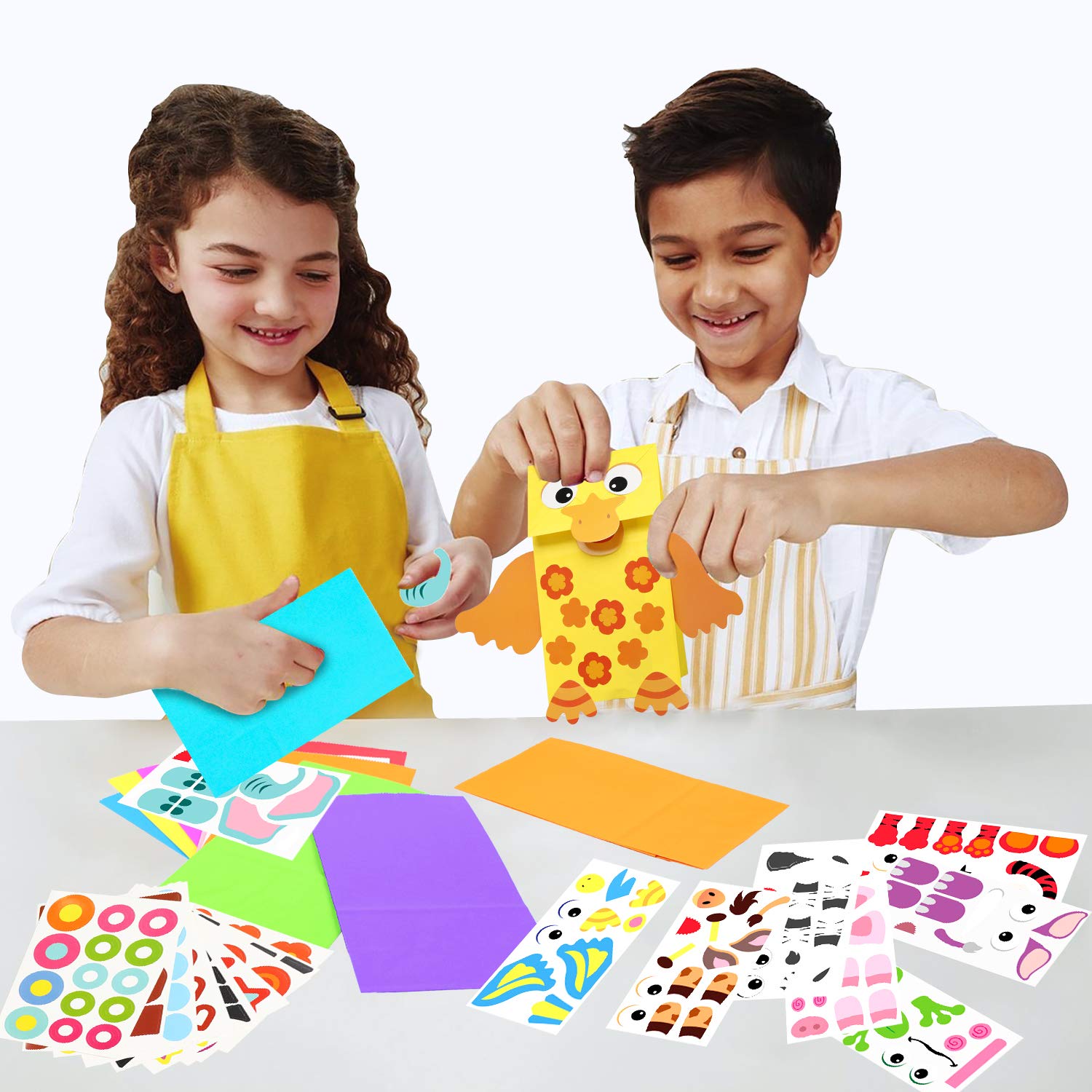 WATINC 9-Pack DIY Animal Hand Puppet Craft Kit with Googly Eyes - Creative Paper Sock Puppet Making for Kids, Classroom Activities & Family Storytelling Games - Perfect for Pretend Play, Early Learning & Party Supplies