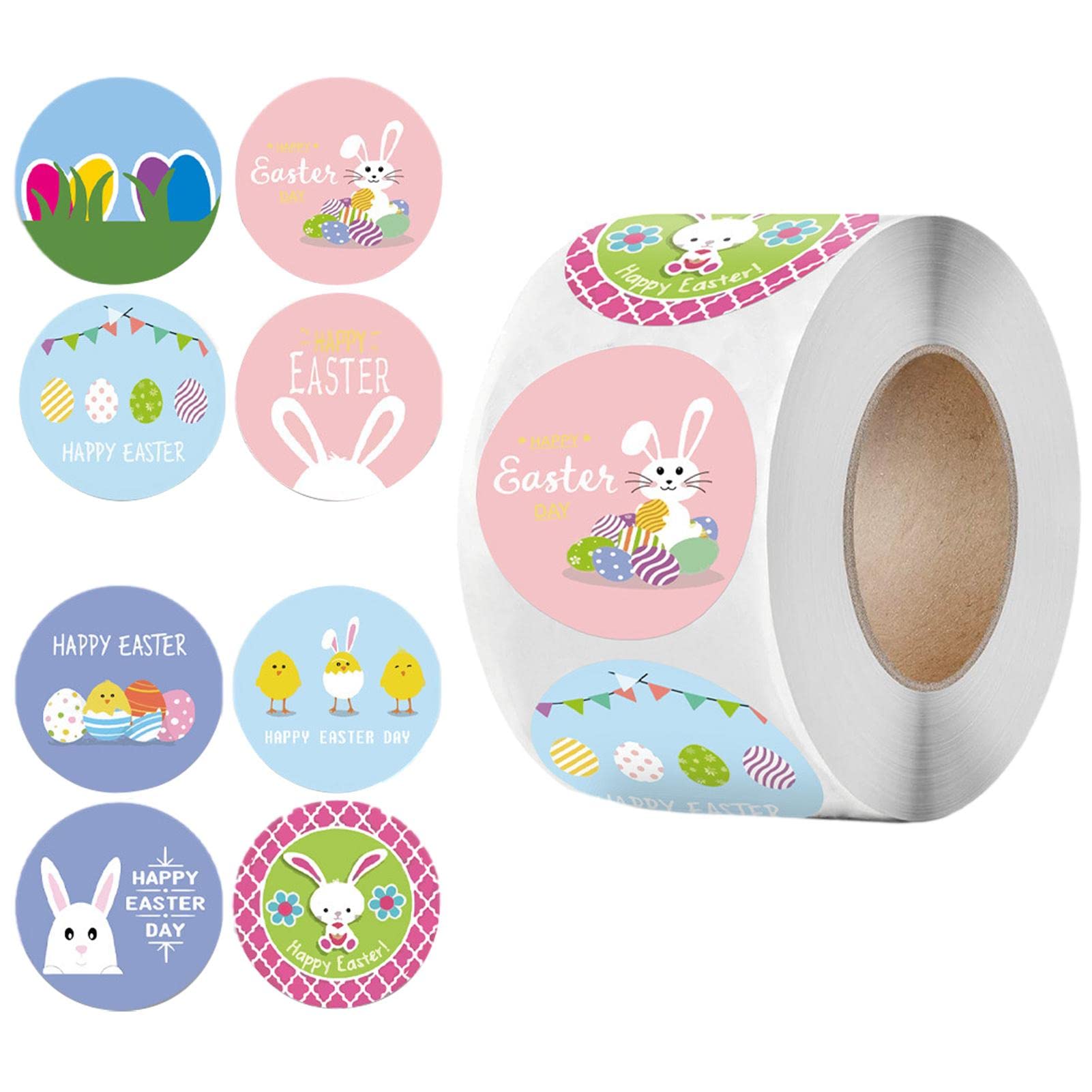 500PCS Easter Bunny Stickers Roll for Kids - Happy Easter Egg Bunny Animal Stickers for Scrapbooking, Envelope Decoration & DIY Crafts | Perfect for Easter Party Favors, Classroom Rewards & Gift Wrapping