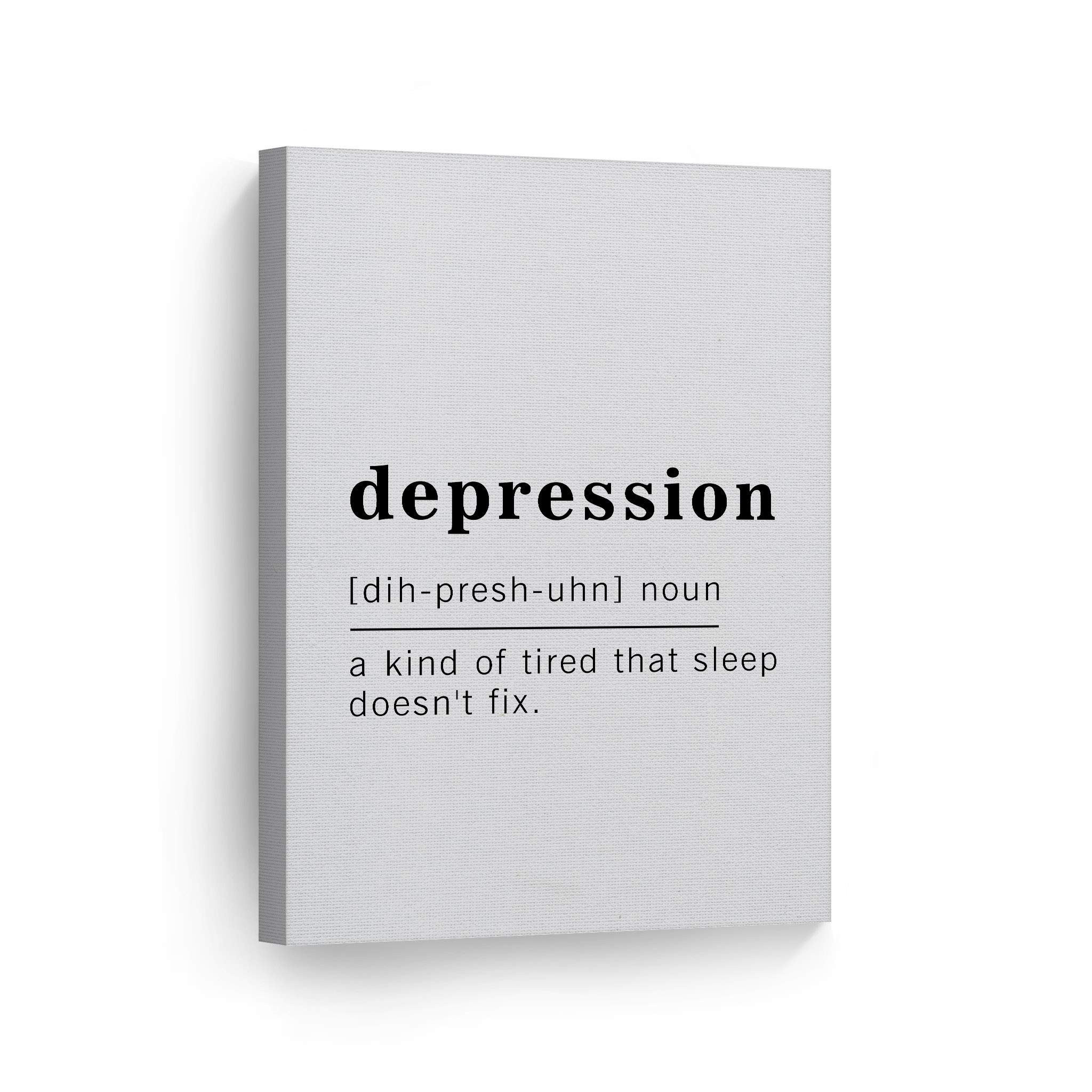 Funny Noun Dictionary Definition of Depression Canvas Print - Inspirational Quote Wall Art for Office, Living Room, Bedroom & Bathroom - Ready to Hang Home Decor (40x30 inches, Made in USA) - Perfect for Adding Humor to Your Space & Brightening Your Mood