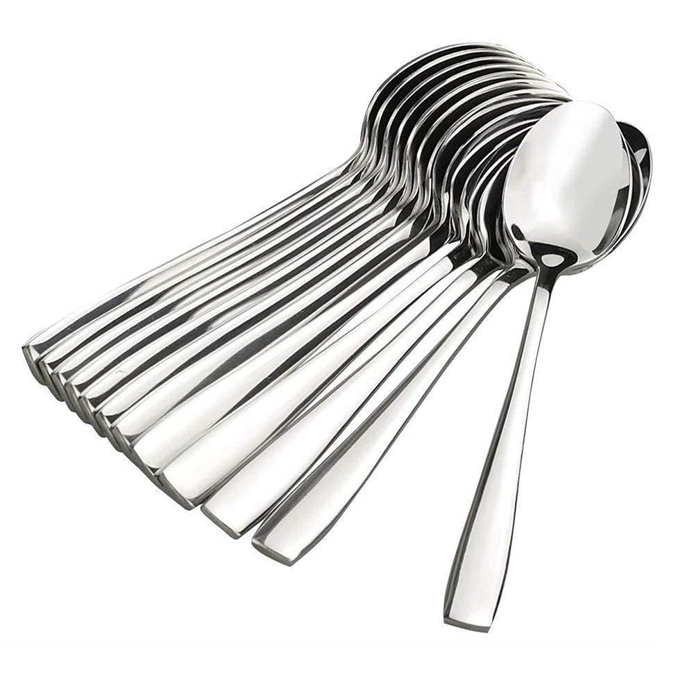 Premium GOPI 12-Piece Stainless Steel Dinner Spoon Set - 16cm Food Grade Silverware for Home & Kitchen - Mirror Polished Elegant Cutlery - Perfect for Dining, Restaurants & Gift Giving