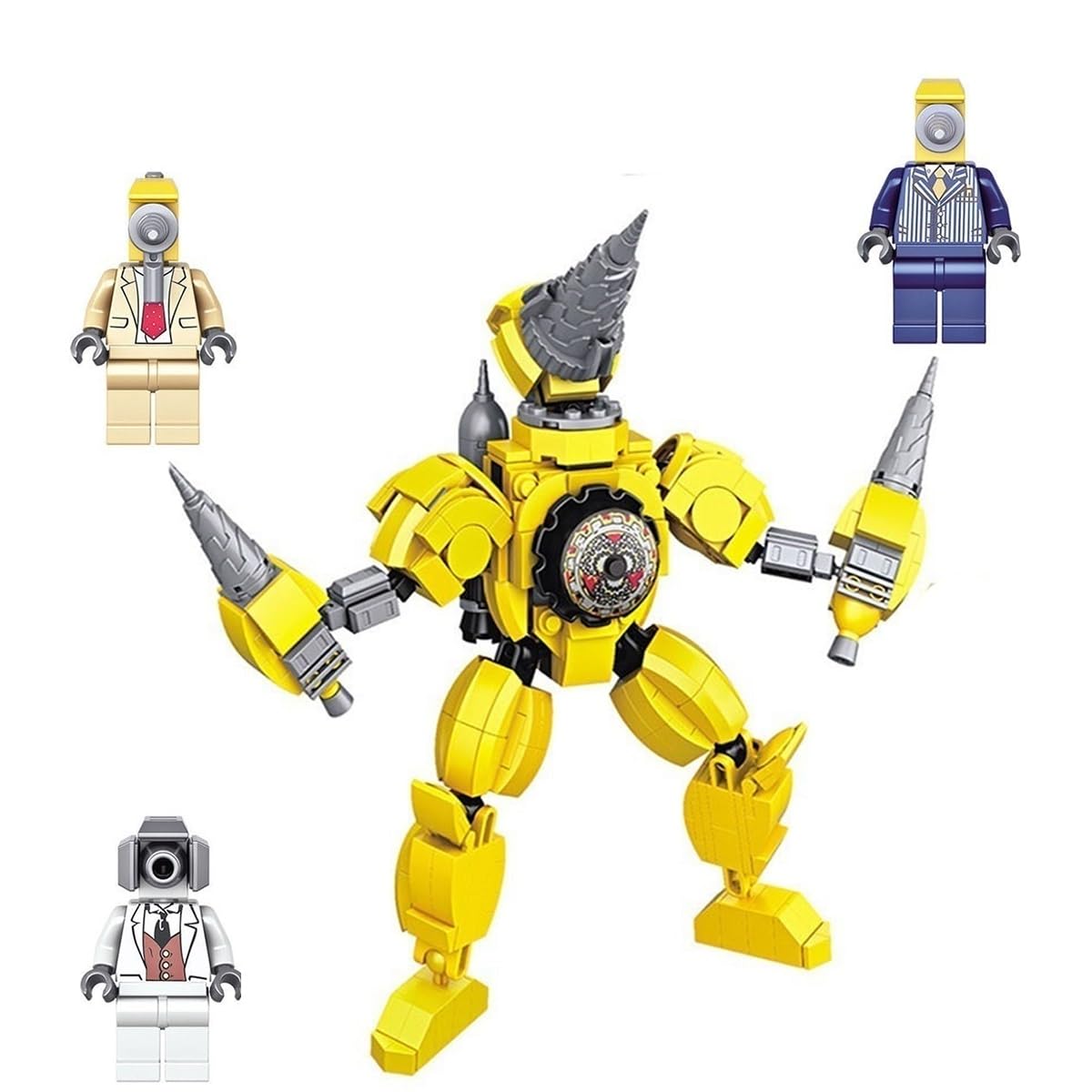 ECLAYA Skibid Toilet Titan Drill Man Building Block Set - Creative Construction Toy with Titan Clockman & DrillMann Figures - STEM Educational Blocks for Kids - Perfect for Birthday Gifts & Collectible Display