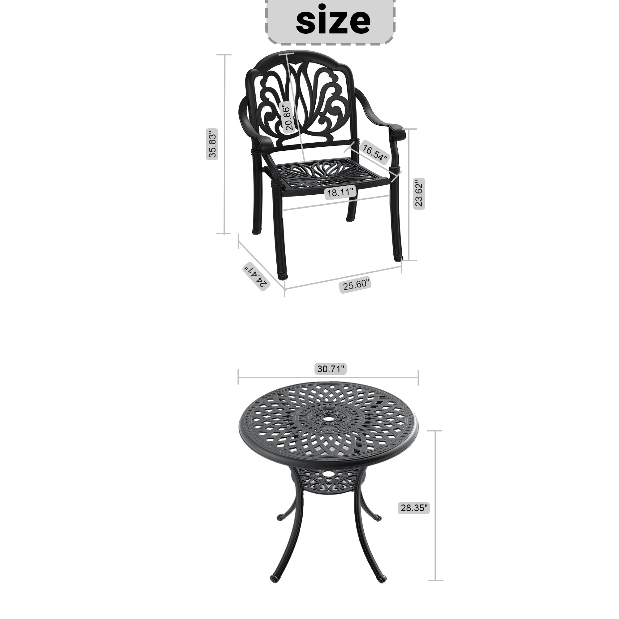 5-Piece Cast Aluminum Patio Furniture Set with Cushions (Random Colors) - Durable Outdoor Dining & Lounge Set for Garden, Poolside, and Backyard Relaxation