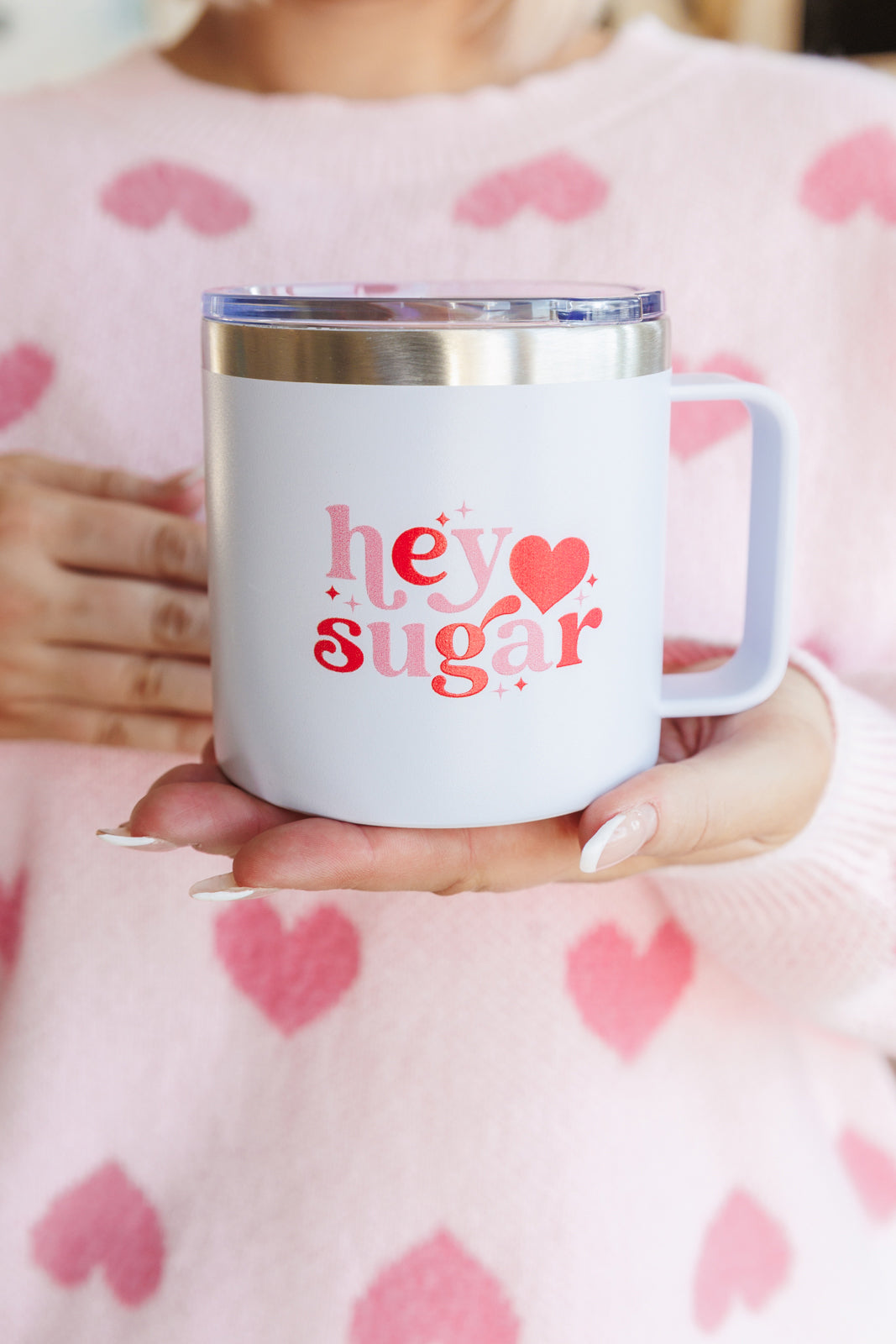 Hey Sugar 14 Oz Double Walled Insulated Travel Mug - Leak Proof Coffee Tumbler for Hot & Cold Drinks, Perfect for Commuting, Office & Outdoor Activities
