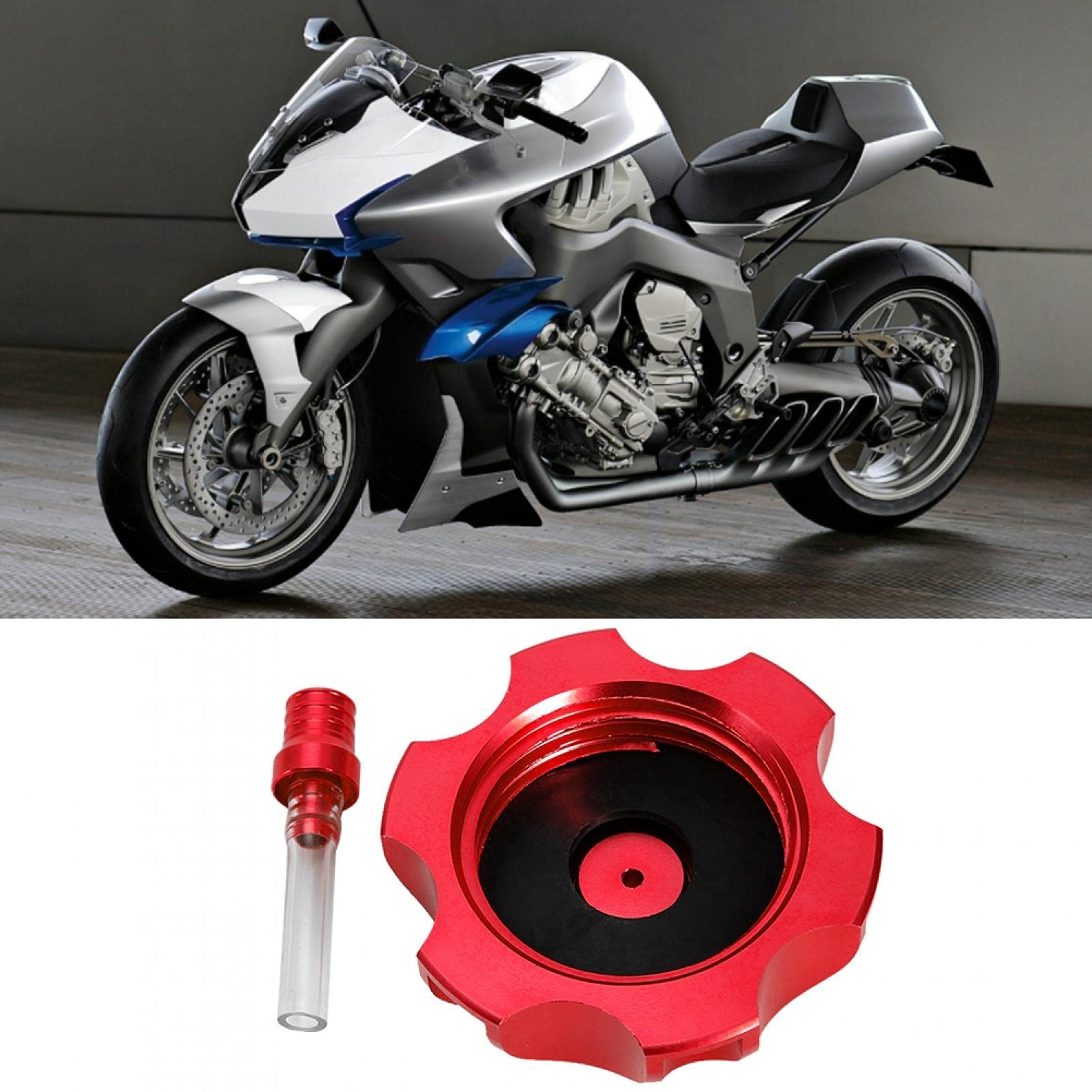 CNC Aluminum Motorcycle Fuel Tank Cap with Breather Vent - Universal Fit for Fuel Tanks (Red) - Durable Gas Tank Cover for Harley, Honda, Yamaha & More - Perfect for Cruisers, Touring Bikes & Street Motorcycles