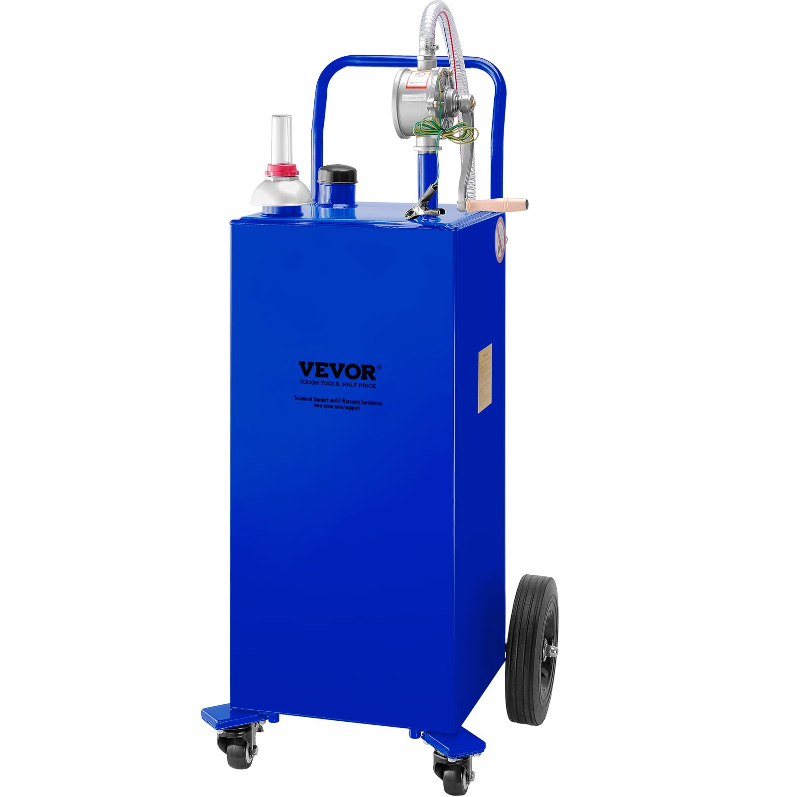 VEVOR 30 Gallon Fuel Caddy with Manual Transfer Pump - Heavy Duty Gas & Diesel Storage Tank on 4 Wheels - Portable Fuel Container for Cars, Lawn Mowers, ATVs, Boats - Ideal for Home, Farm & Worksite Use