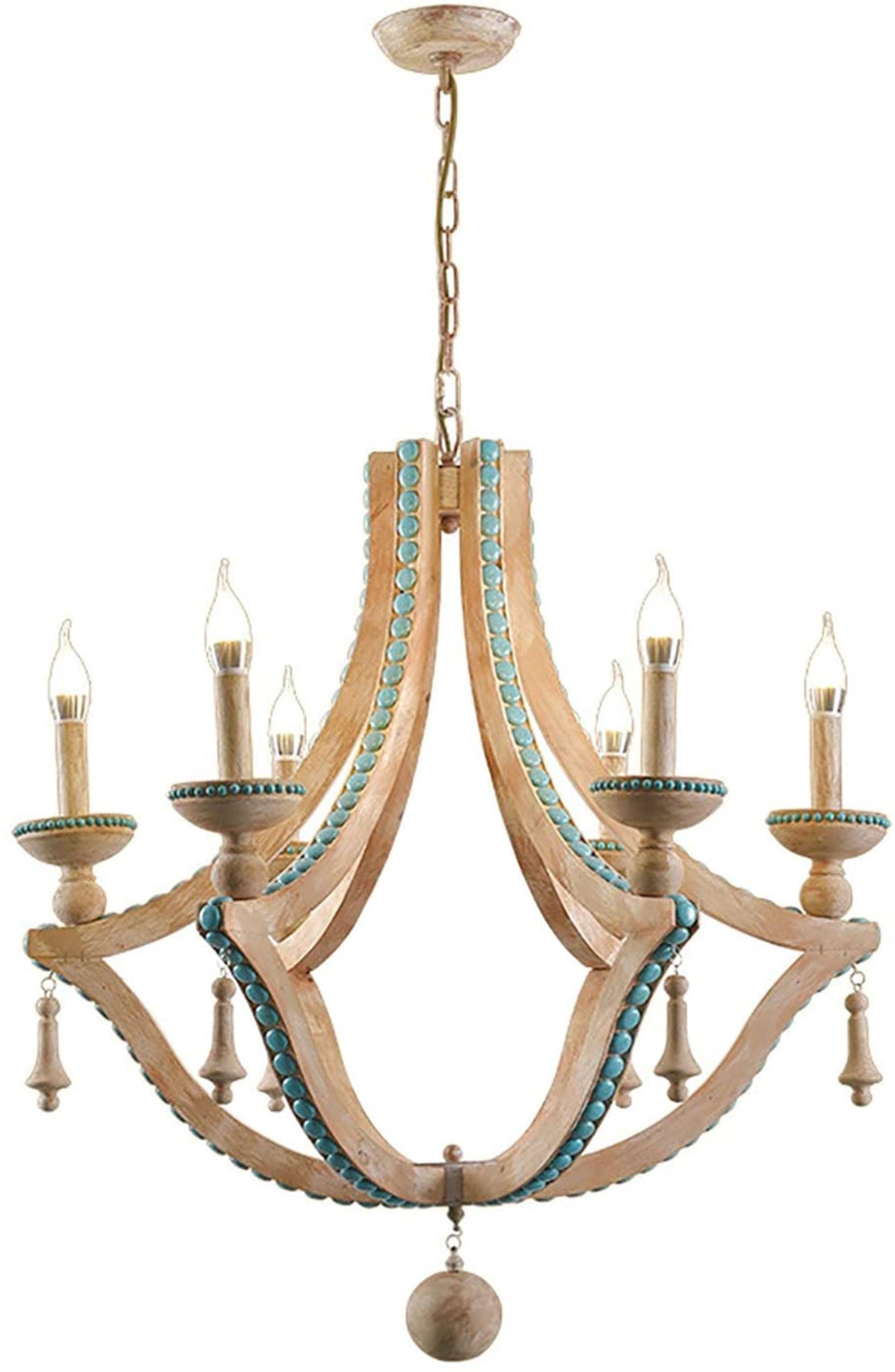 Modern LED Chandelier Light - Adjustable Height Farmhouse Vintage Rustic Wooden Pendant Ceiling Lamp for Dining Room, Kitchen, Hallway & Entryway | Energy-Efficient Dimmable Lighting for Home Decor, Wedding & Restaurant Ambiance