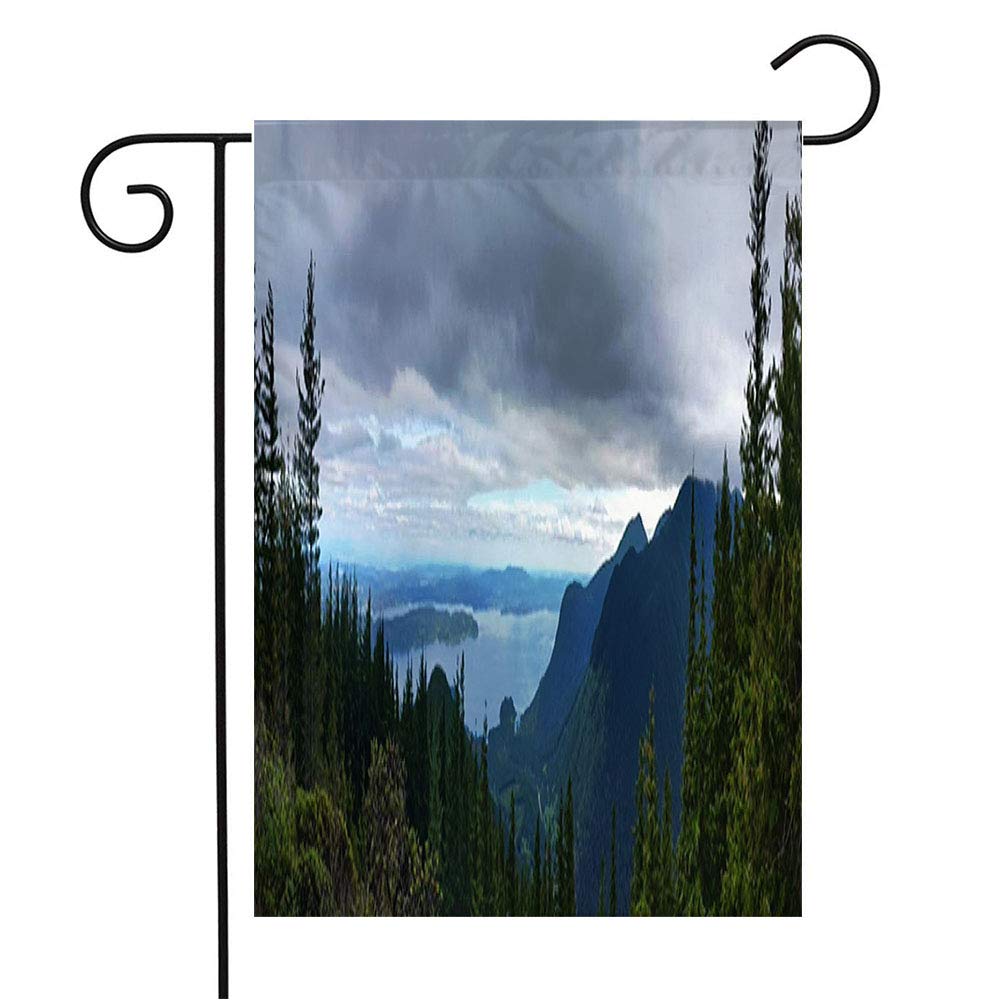 Panoramic Forest Peninsula View Garden Flag - 12x18 Inch Outdoor Scenic Seasonal Decoration for Patio, Lawn & Home | Perfect for National Parks, Mount Walker & Olympic Bay Areas | Weather-Resistant Welcome Flag for Year-Round Use