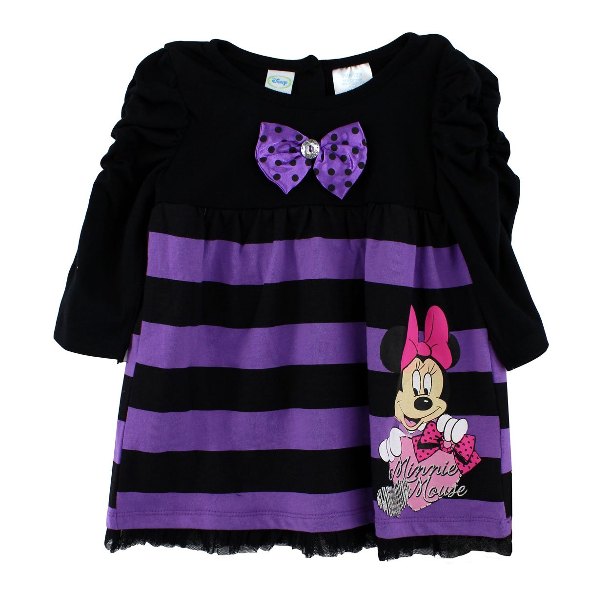 Disney Minnie Mouse Striped Dress for Girls - Cute & Comfortable Toddler Outfit for Parties, Holidays & Everyday Wear