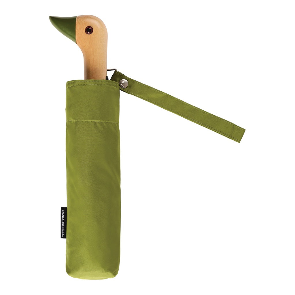 Original Duckhead Compact Duck Umbrella - Windproof & Waterproof Olive Green Folding Umbrella for Rain & Sun Protection - Perfect for Travel, Commuting & Outdoor Activities