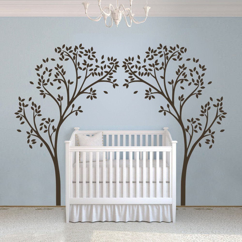 Vinyl Nursery Tree Sticker - Tree Canopy Wall Decal for Kids Room, Dark Brown Wall Mural - Perfect for Baby Nursery, Playroom & Home Decor