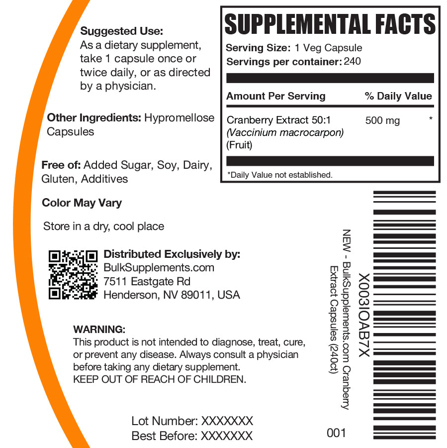Premium Cranberry Extract Capsules for Urinary Tract Health - 500mg High Potency Supplement for Women & Men - Supports Bladder & Immune System - Vegan, Non-GMO, Gluten-Free - Ideal for Daily Wellness & UTI Prevention