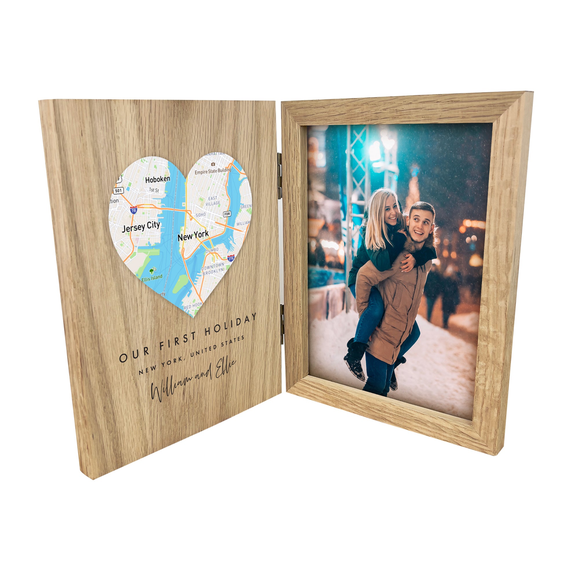 Personalized Heart Map Location Book Photo Frame - Custom Gift for Couples, Anniversaries, Weddings - Perfect for Home Decor & Romantic Keepsakes