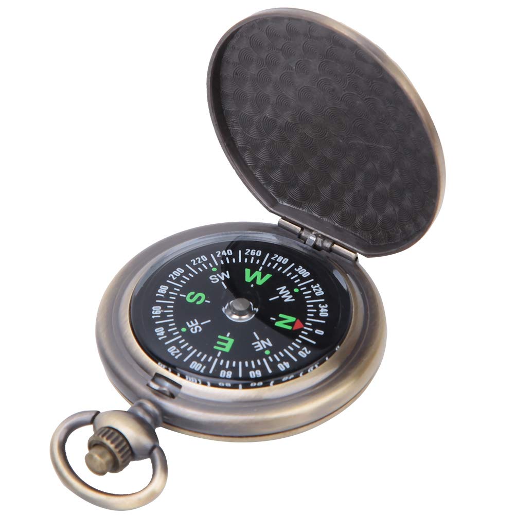 Vintage Pocket Watch Compass - Zinc Alloy Flip Open for Hiking & Outdoor Navigation
