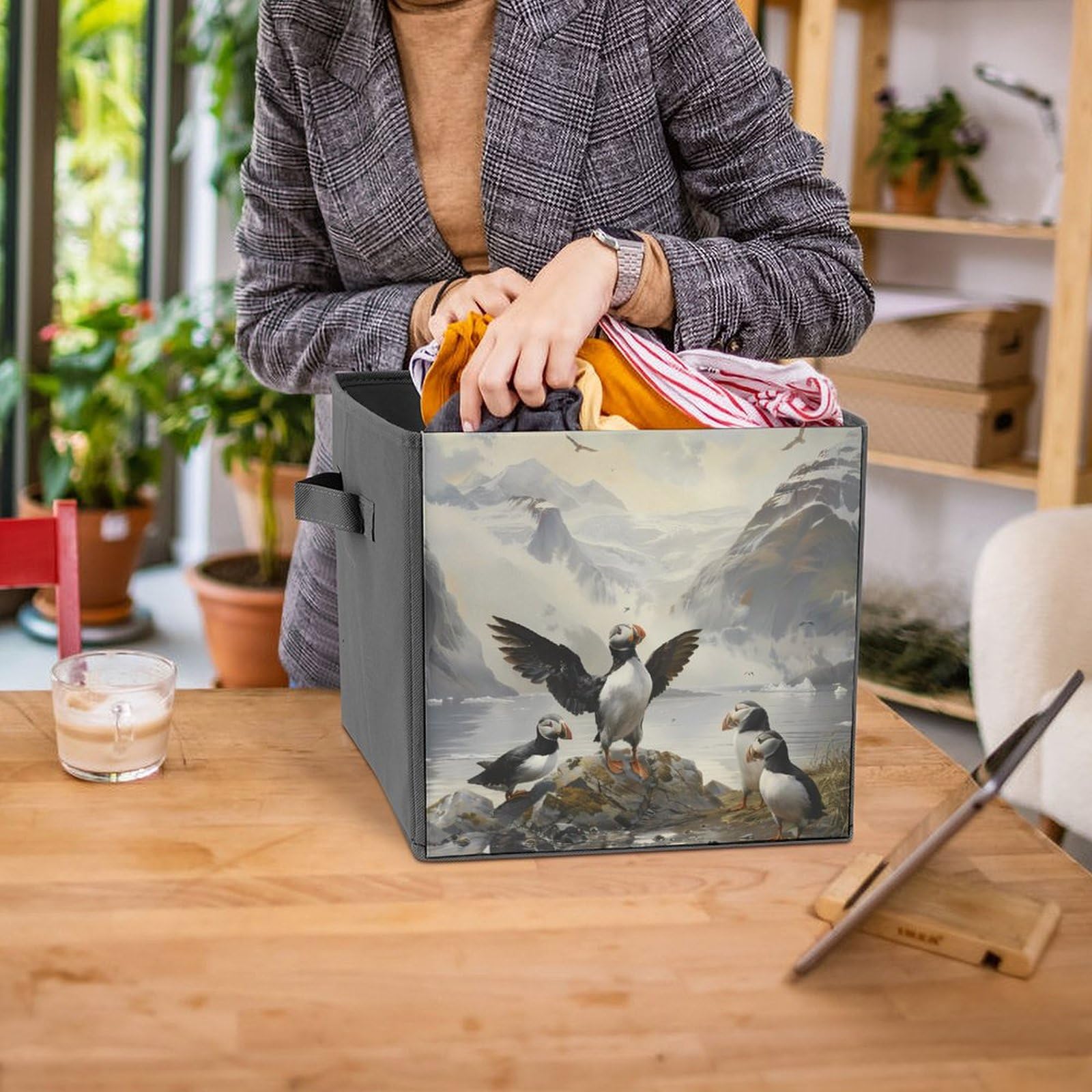 Foldable Storage Cubes with Handles - Collapsible Fabric Organizer Bins for Closet, Nursery, Office | Space-Saving Home Organization Solution (1 Pack)
