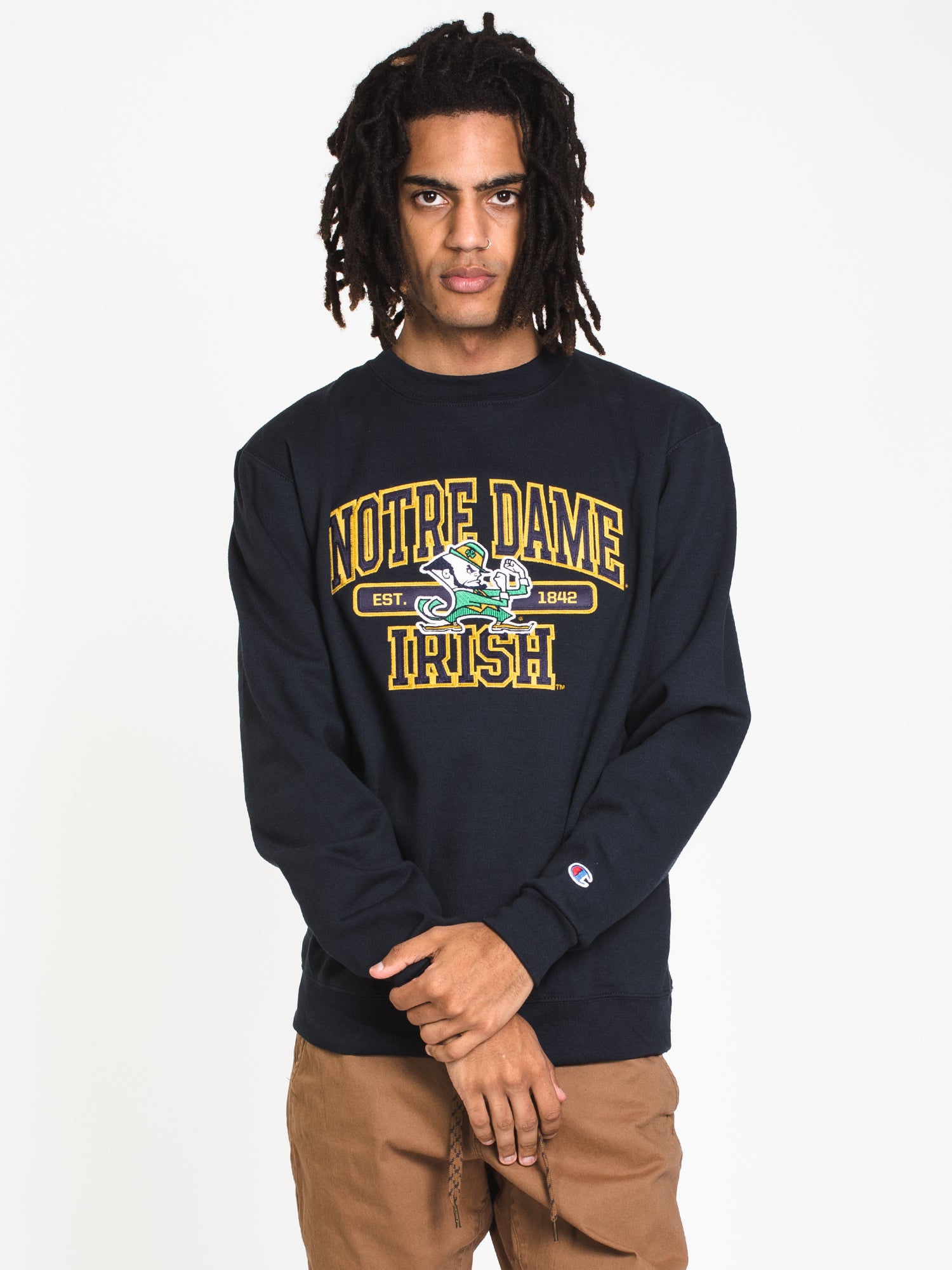 Champion Eco Powerblend Notre Dame Crewneck Sweater - Comfortable & Sustainable Cotton Blend, Perfect for College Fans & Casual Wear