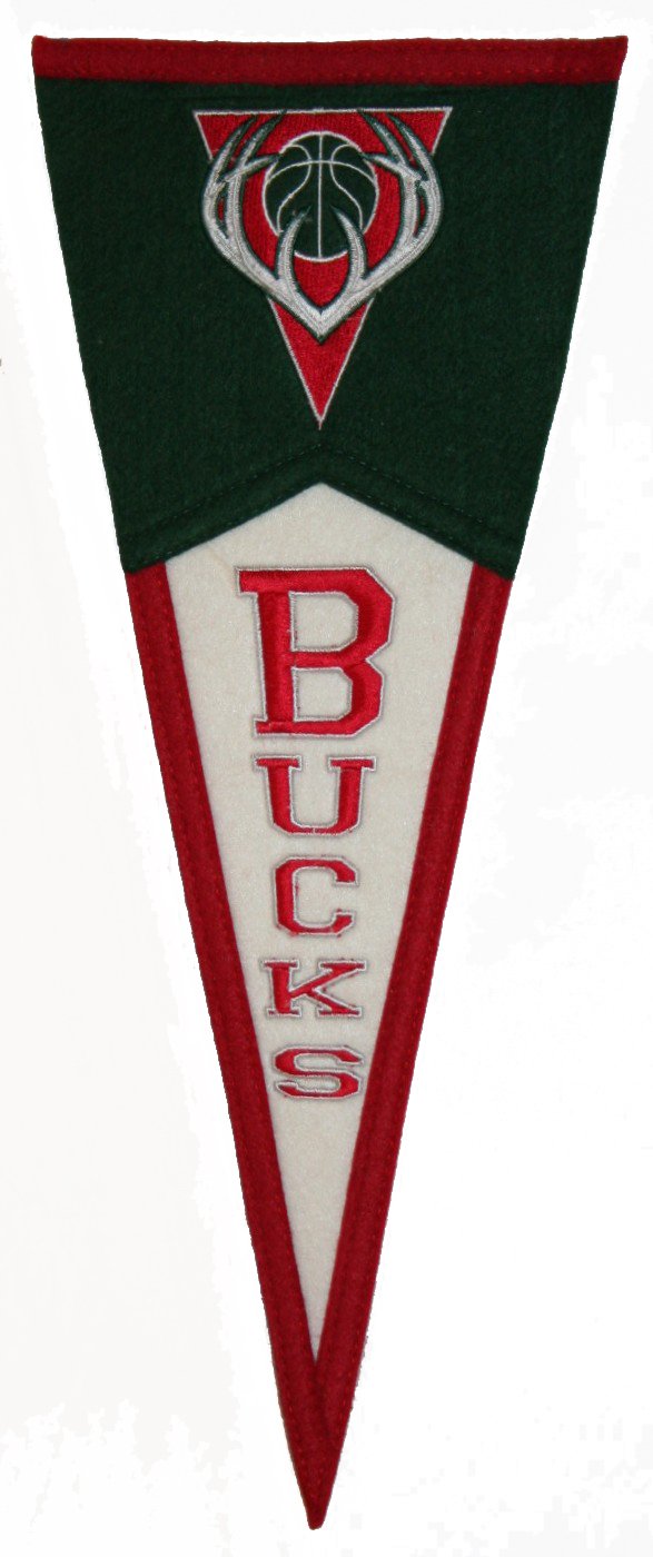 Milwaukee Bucks NBA Classic Wool Mini Pennant - Vintage Team Banner for Sports Fans, Man Cave & Game Room Decor