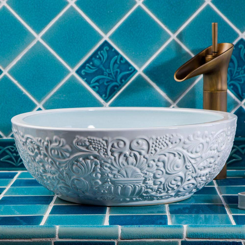 Artistic Ceramic Vessel Sink - Modern Above Counter Bathroom Basin, Handcrafted Wash Basin for Vanity & Powder Room - Perfect for Contemporary Home Decor & Spa Style Bathrooms