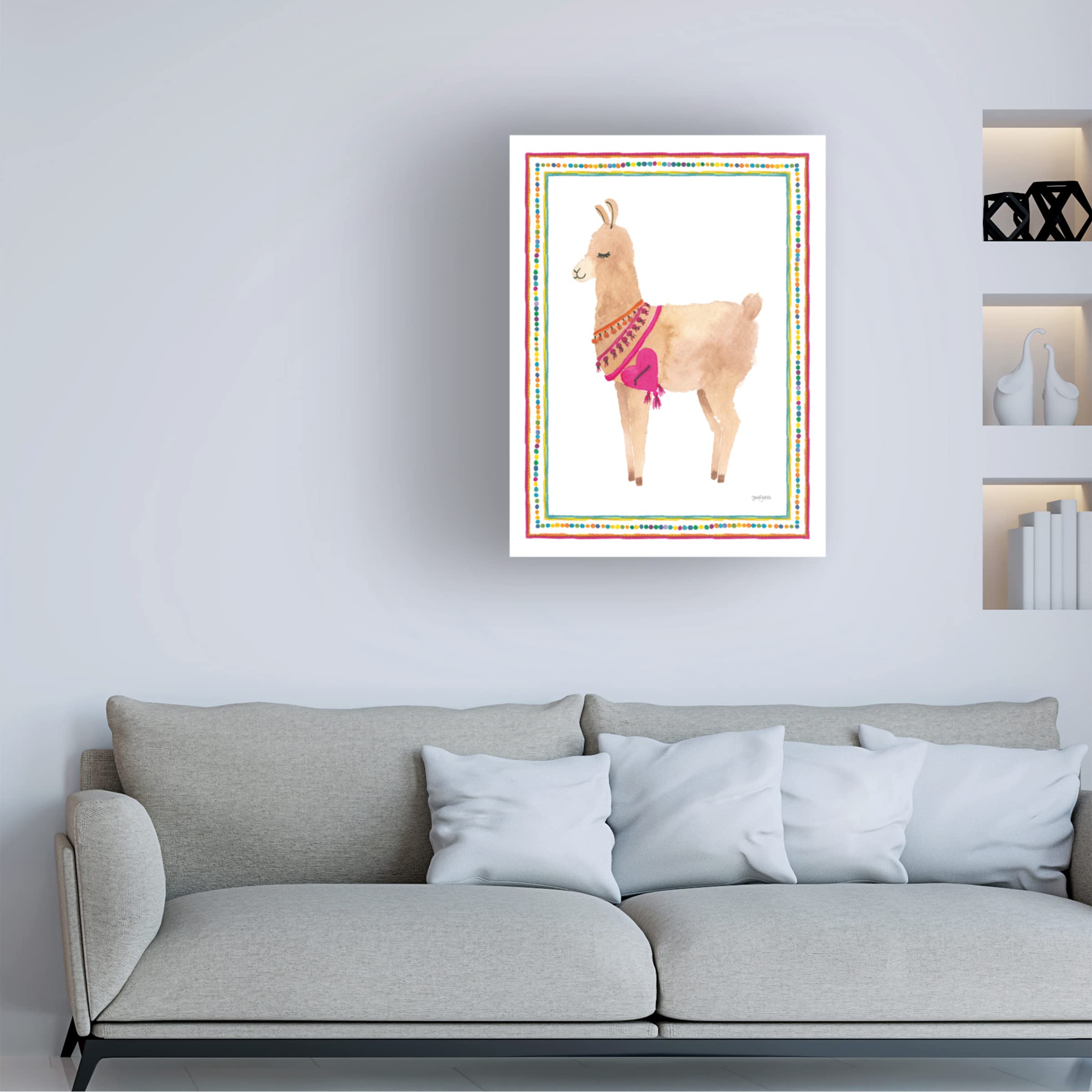 Trademark Fine Art 'La La Llama IV' Canvas Wall Art by Jenaya Jackson - Vibrant Animal Painting for Living Room, Bedroom & Office Decor
