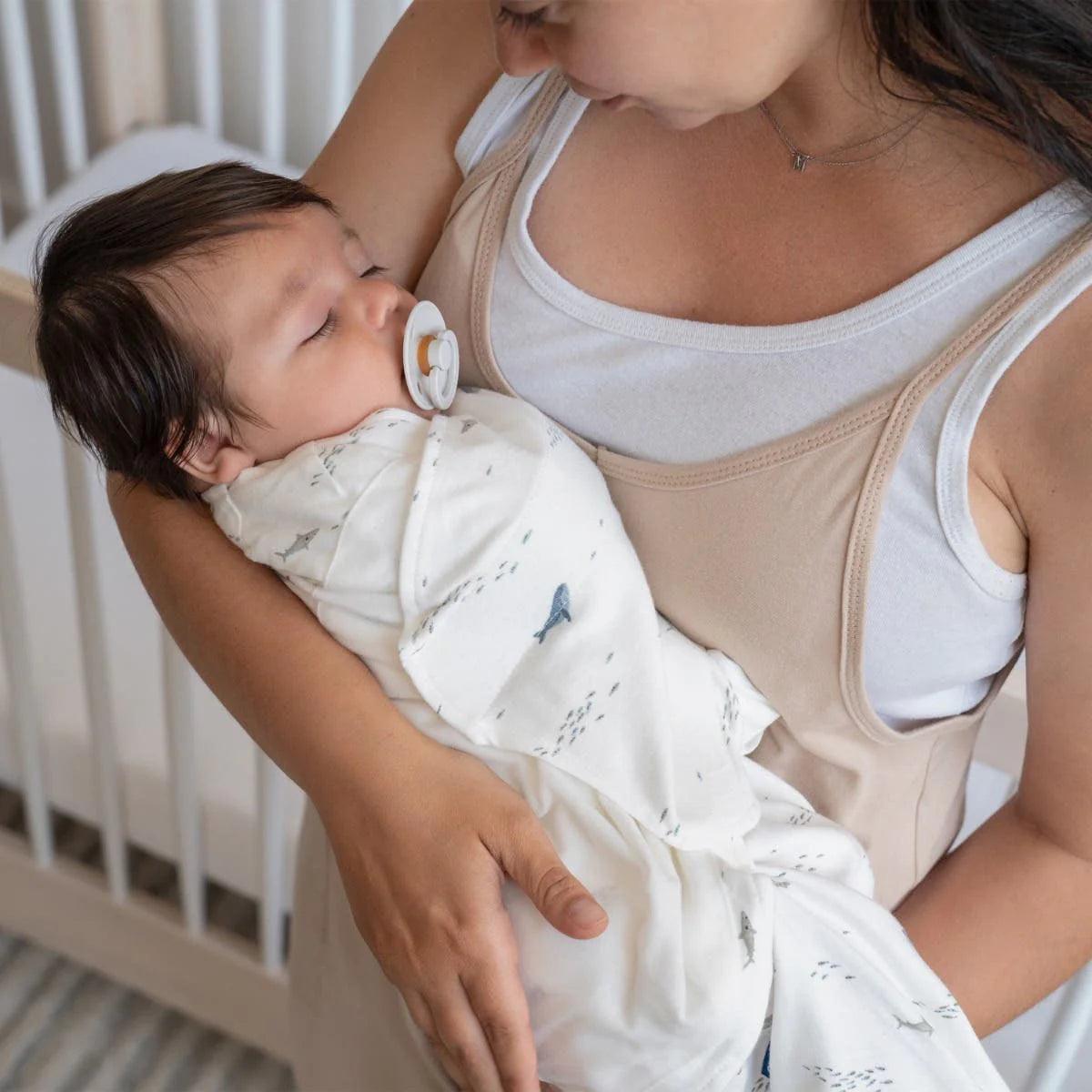Halo Sleepsack Swaddle - 100% Organic Cotton Baby Swaddle Blanket with Ocean Life Design, 1.5 TOG for Newborns & Infants - Perfect for Nursery, Daycare & Travel