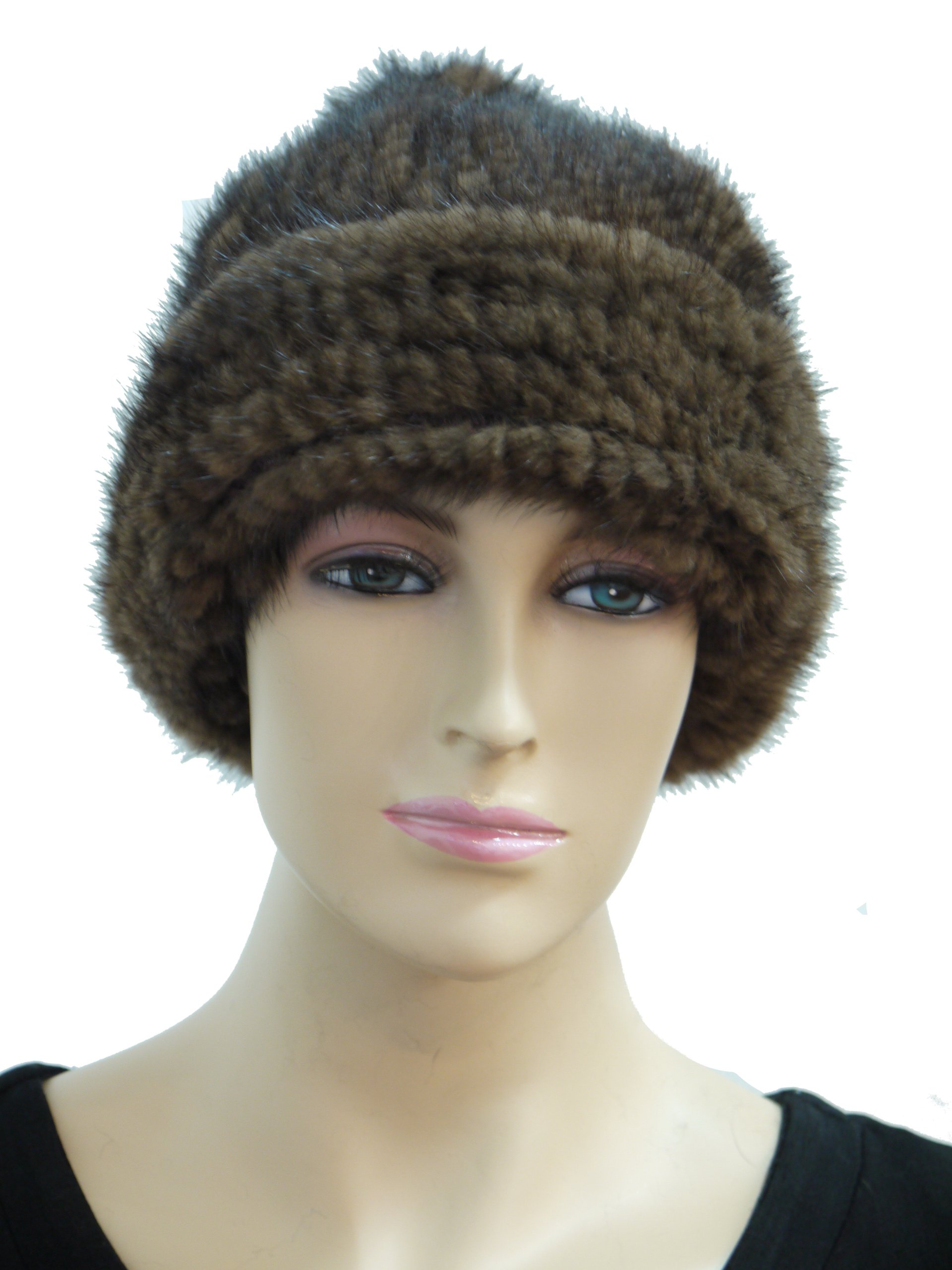 Hima Knit Mink Fur Roller Hat - Soft Winter Beanie for Women & Men, One Size Fits All (24 Inch, Coffee Brown) - Perfect for Cold Weather, Skiing, Snowboarding & Outdoor Activities