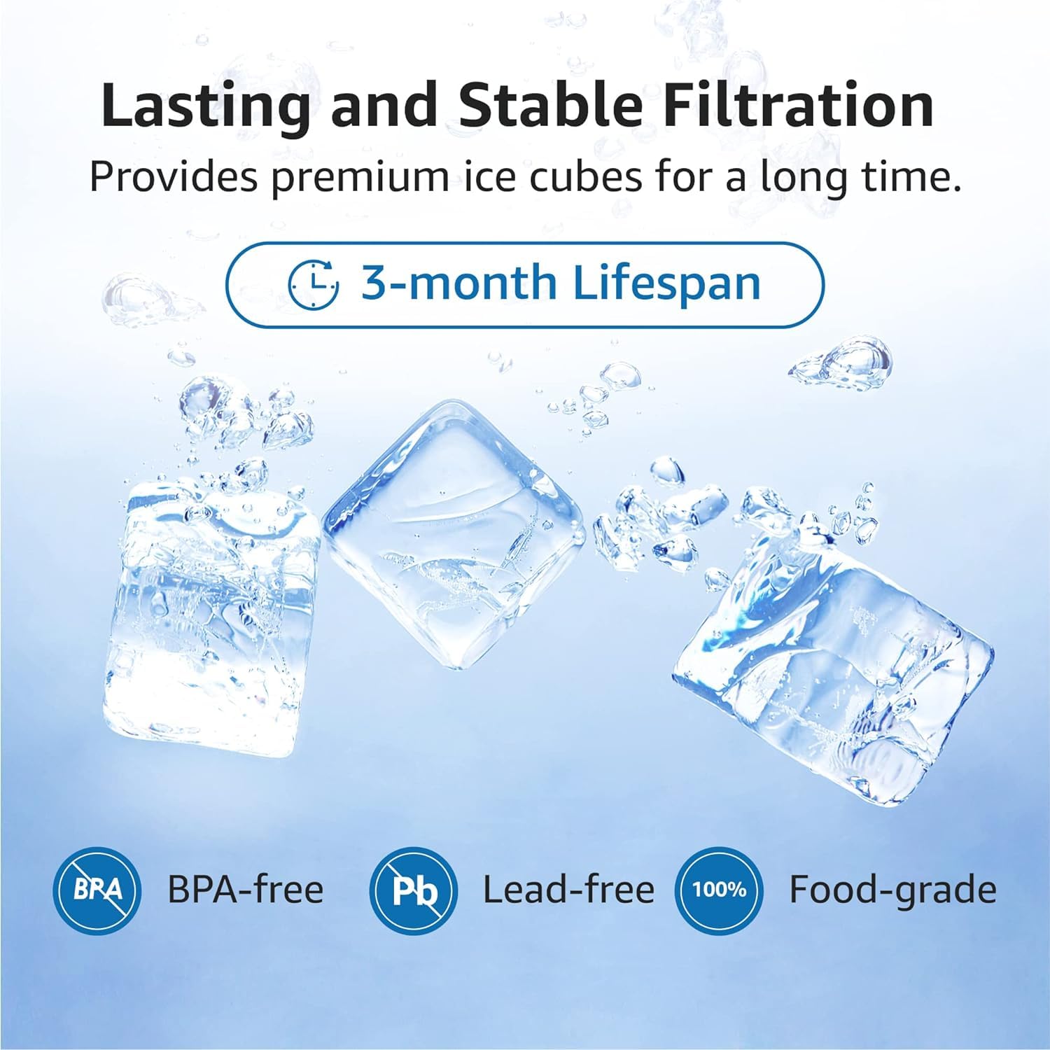 AQUA CREST GE Opal Nugget Ice Maker Replacement Water Filter - NSF 42 & 372 Certified, 3-Pack - Perfect for Refrigerators, Home Bars & Commercial Ice Machines