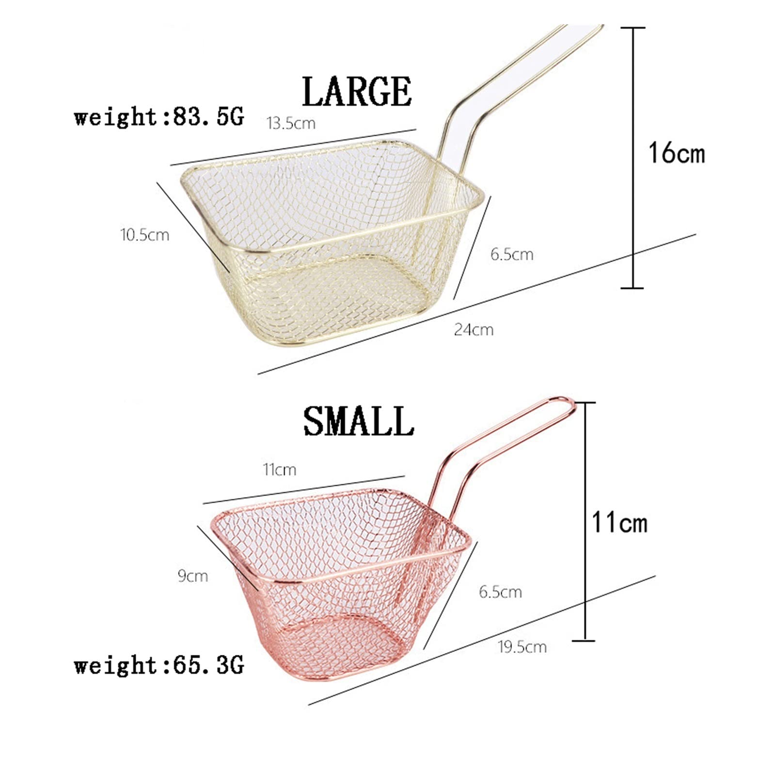 Stainless Steel French Fry Basket - Rose Gold Deep Fryer Basket for Potato Chips, Onion Rings & More - Small Size Kitchen Cooking Tool for Restaurants, Food Trucks & Home Use