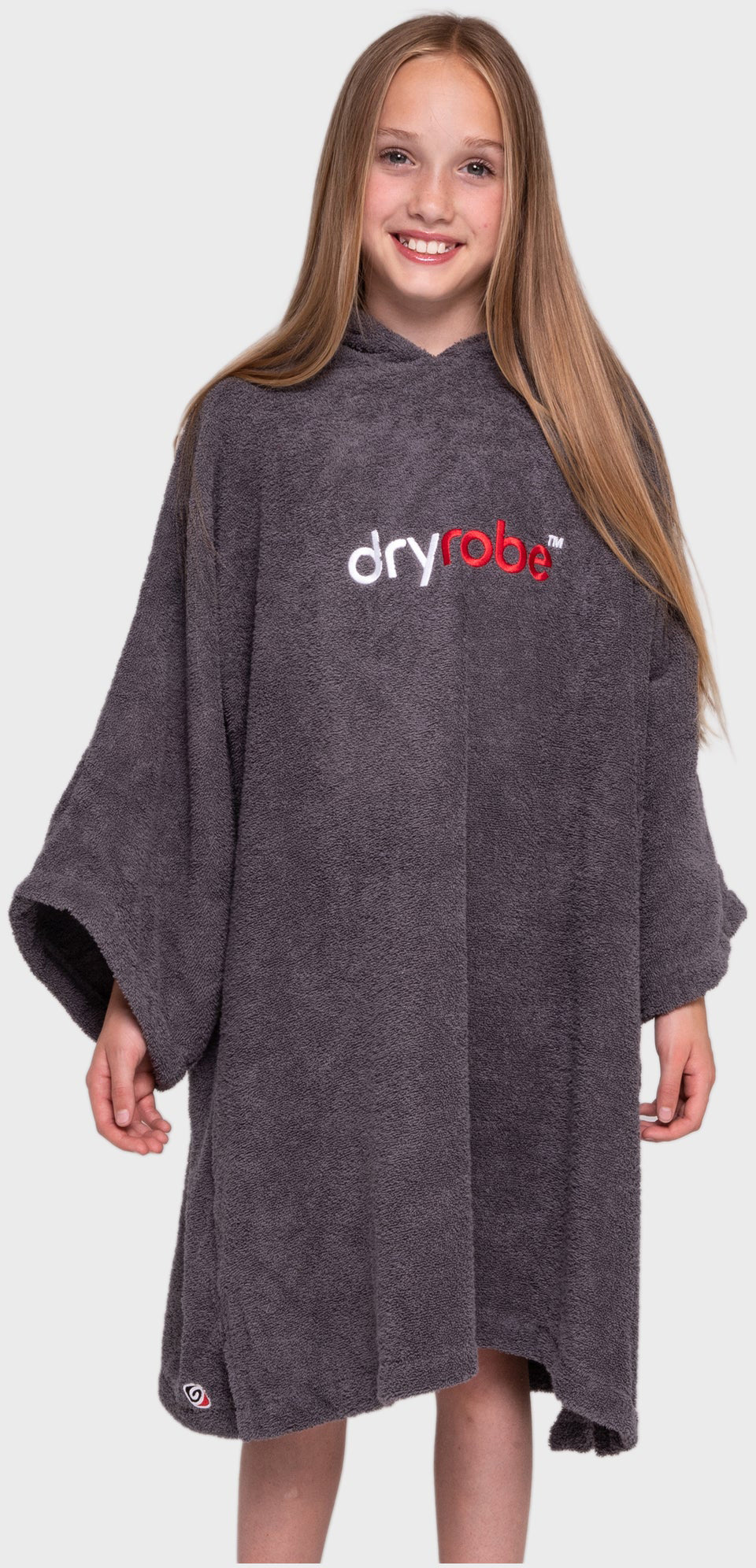Dryrobe Kids Organic Cotton Towel Robe - Soft Hooded Bathrobe for Boys & Girls - Perfect for Beach, Pool, After Swim & Spa (Blue)