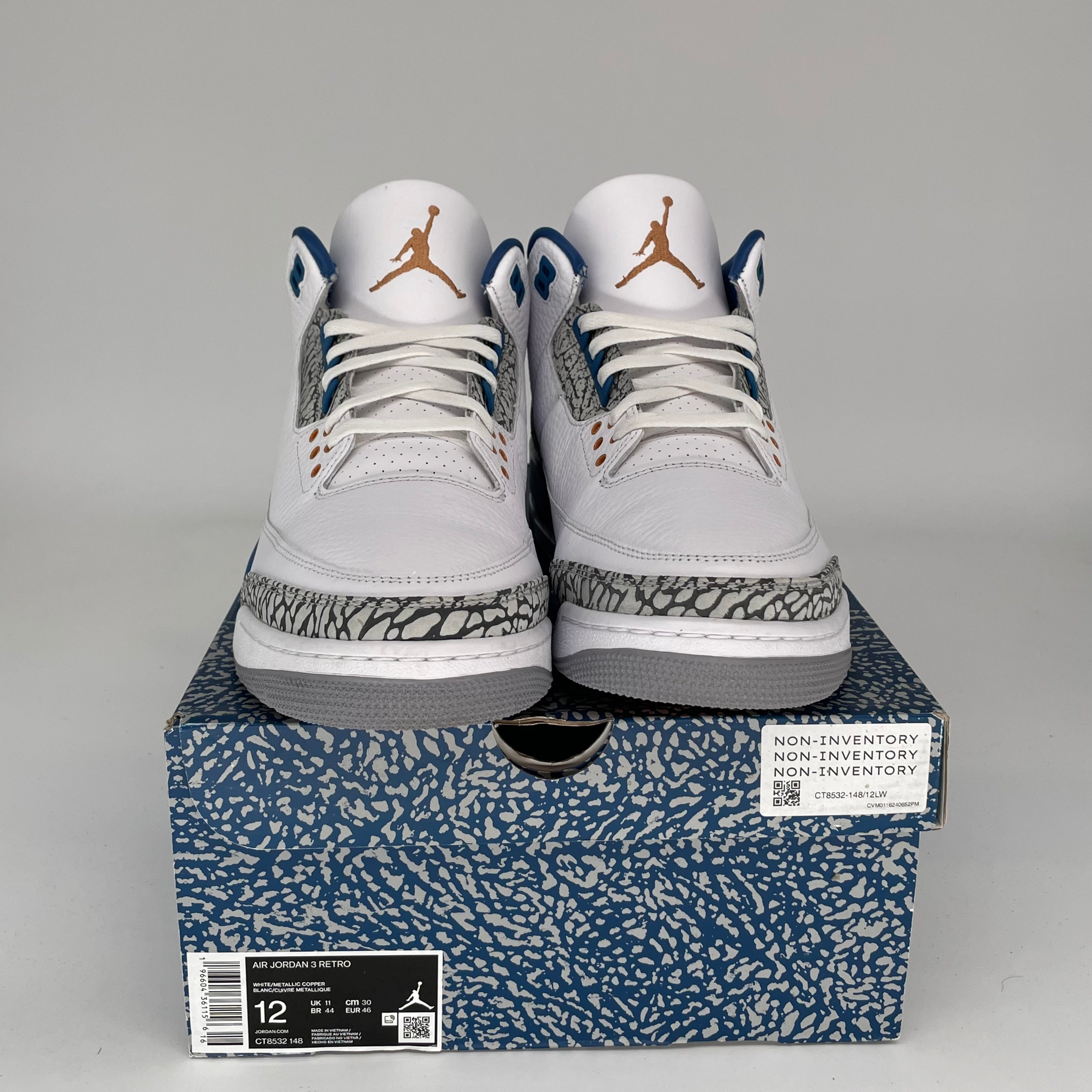 Original Air Jordan 3 Retro 'Wizards' Men's Basketball Shoes Size 12 - CT8532-148 | Authentic Nike Sneakers for Sports, Streetwear & Collectors