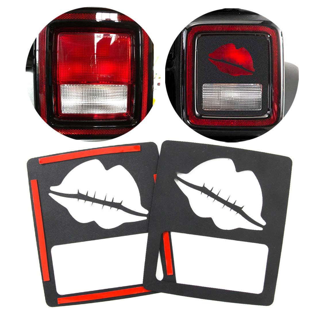 Jeep Wrangler JL & Unlimited Sport Tail Light Covers - Lip Print Taillight Protector Guards (1 Pair) | Durable Rear Lamp Cover for Off-Road & Daily Driving Protection