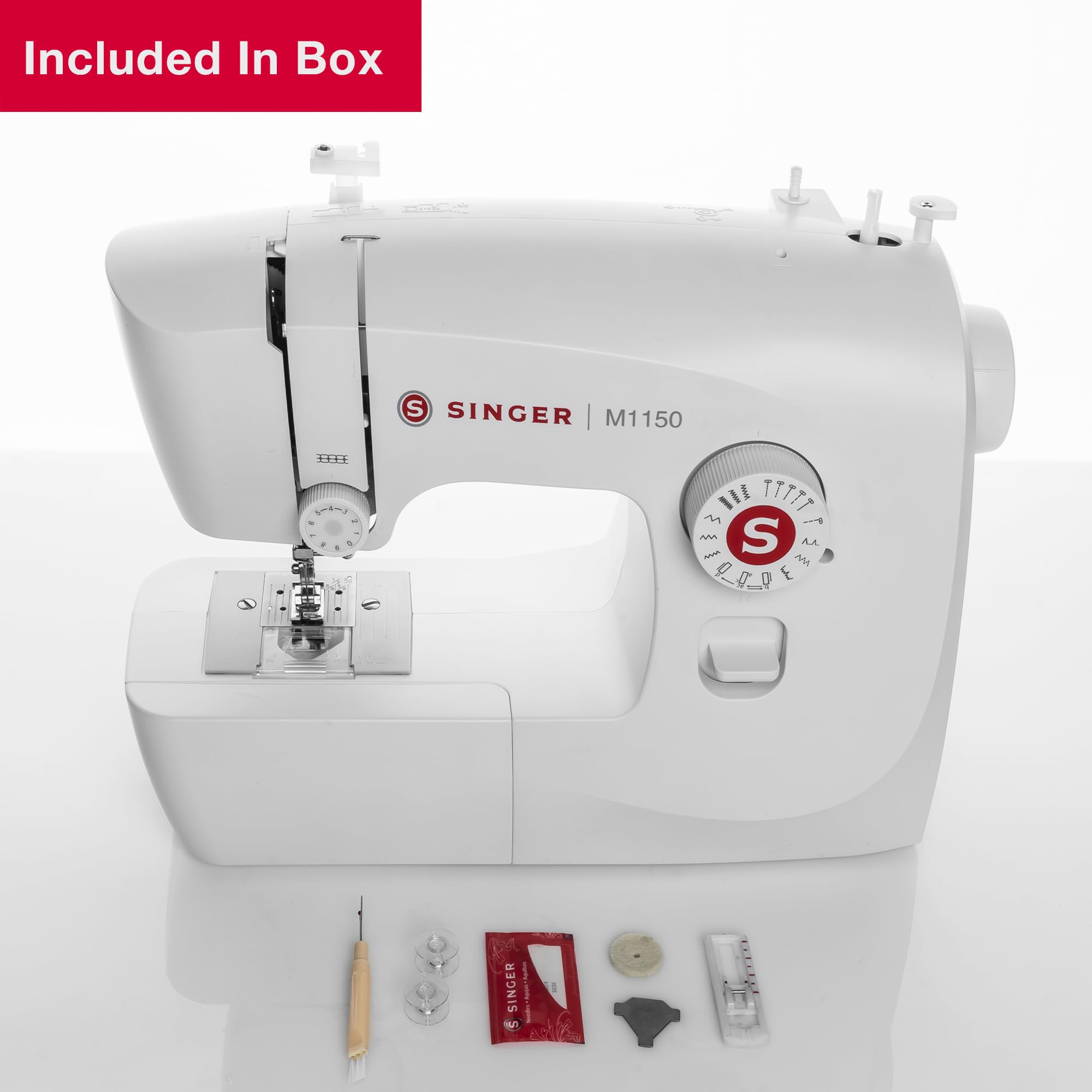 SINGER M1150 Lightweight Portable Sewing Machine - 45 Built-in Stitches, LED Light & 4-step Buttonhole | Perfect for Home Use, Quilting, Dressmaking & DIY Projects