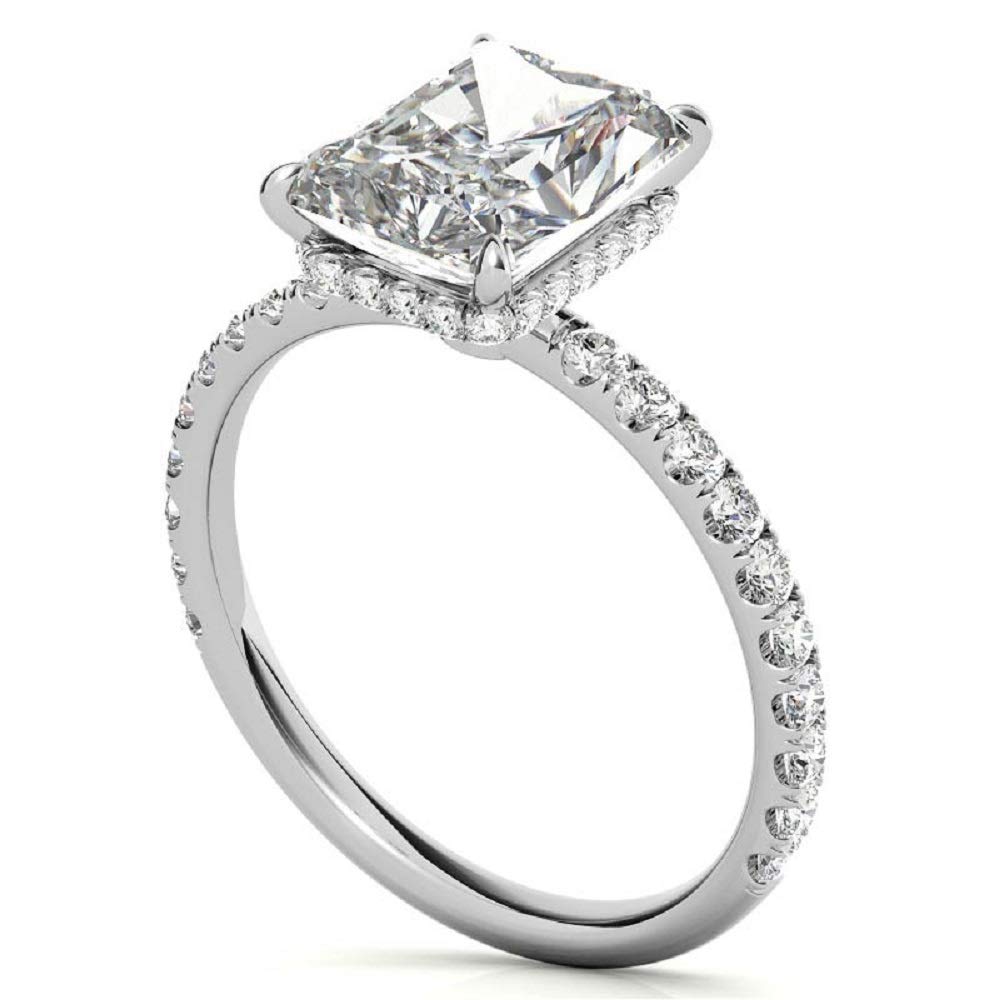 3 CT Emerald Cut Moissanite Engagement Ring - Vintage Wedding Eternity Band with 4-Prong Solitaire Setting in Sterling Silver - Anniversary Promise Ring Gift for Women - Perfect for Proposals, Weddings & Special Occasions