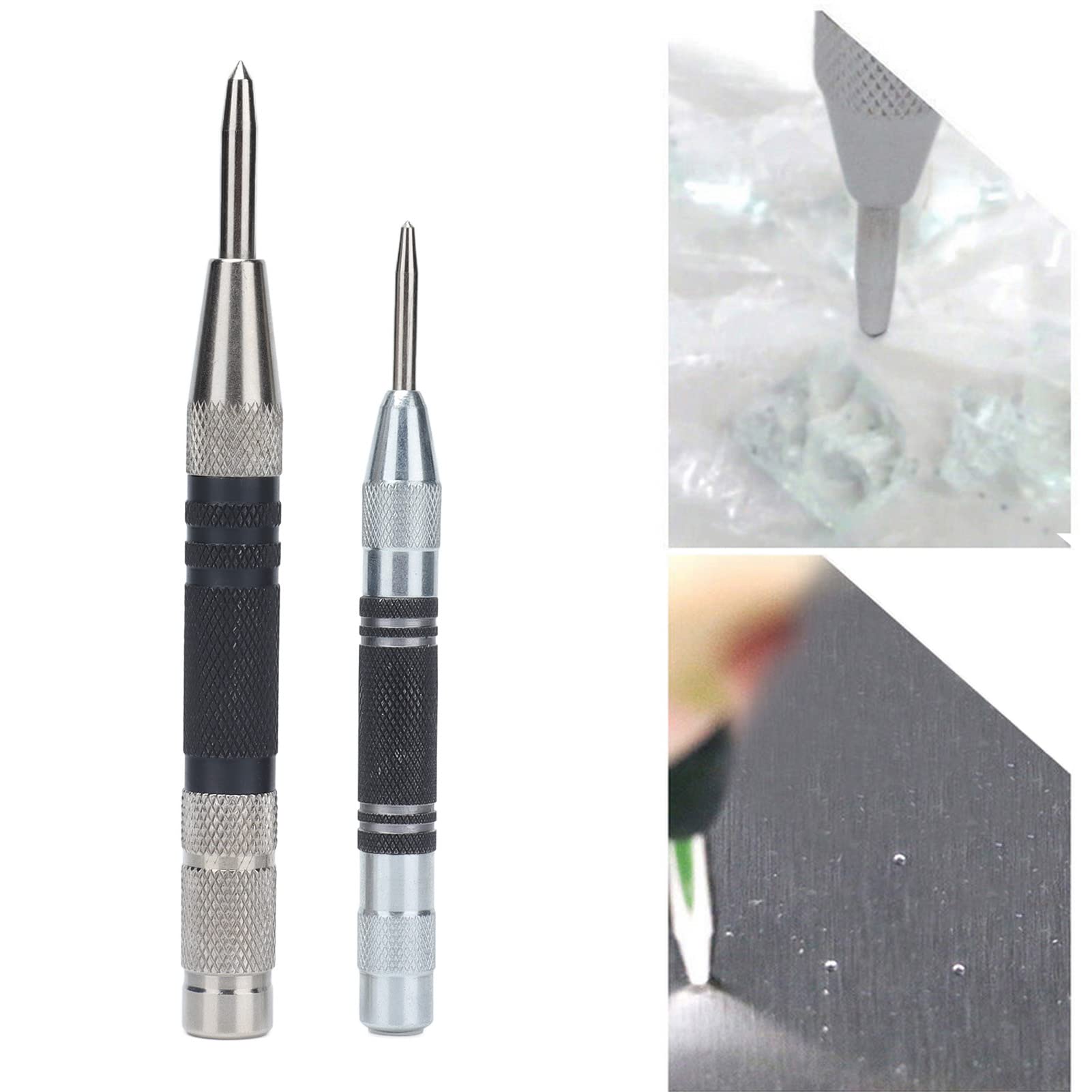 2-Piece Automatic Center Punch Set with Adjustable Tension - Precision Woodworking Hole Puncher for Carpentry, Metalworking & DIY Projects | Perfect for Drilling, Positioning & Marking