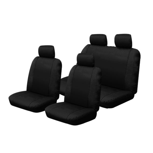 Premium Canvas Seat Covers for Nissan Navara D23 NP300 (2017-2020) - Custom Fit RX/SL/ST/ST-X Dual Cab - Durable 2-Row Protection - OUT7107BLK - Perfect for Off-Roading, Work Trucks & Outdoor Adventures