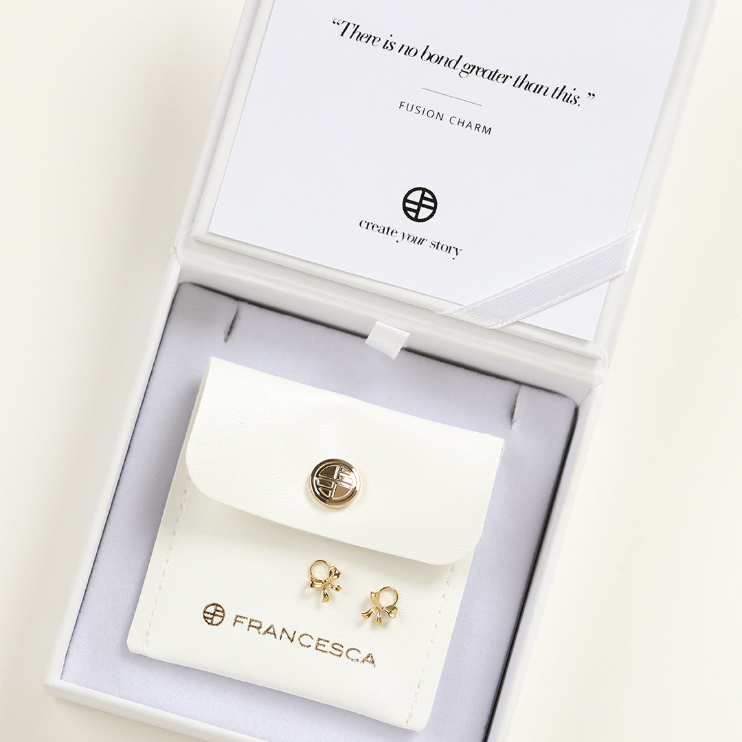 Fusion Bow Hoop Earrings Set of 2 - Elegant Dainty Gold Hoop Earrings with Bow Charm - Perfect for Everyday Wear, Date Night & Gift Giving
