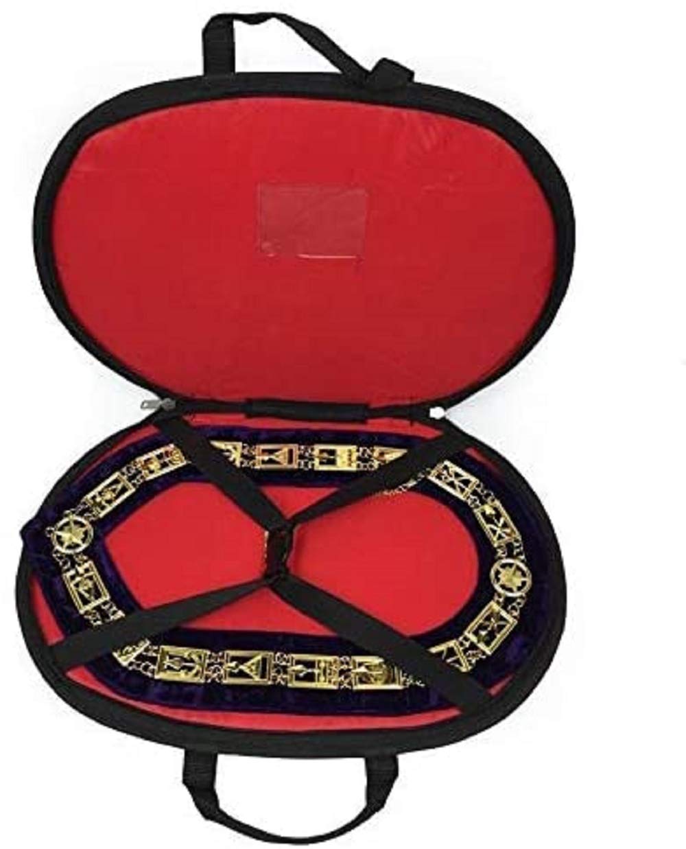 Masonic Chain Collar Necklace - 14K Gold Plated Maroon Jewelry for Men | Masonic Gifts, Freemason Accessories & Formal Occasions