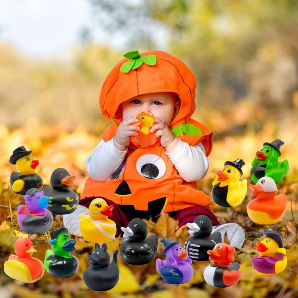 36 Pcs Halloween Rubber Duck Toys - Cute Bathtub Ducks for Baby Showers, Kids Bath Time & Halloween Party Favors - Perfect for Gift Exchange, Jeep Ducking & Holiday Decorations (Halloween Theme)
