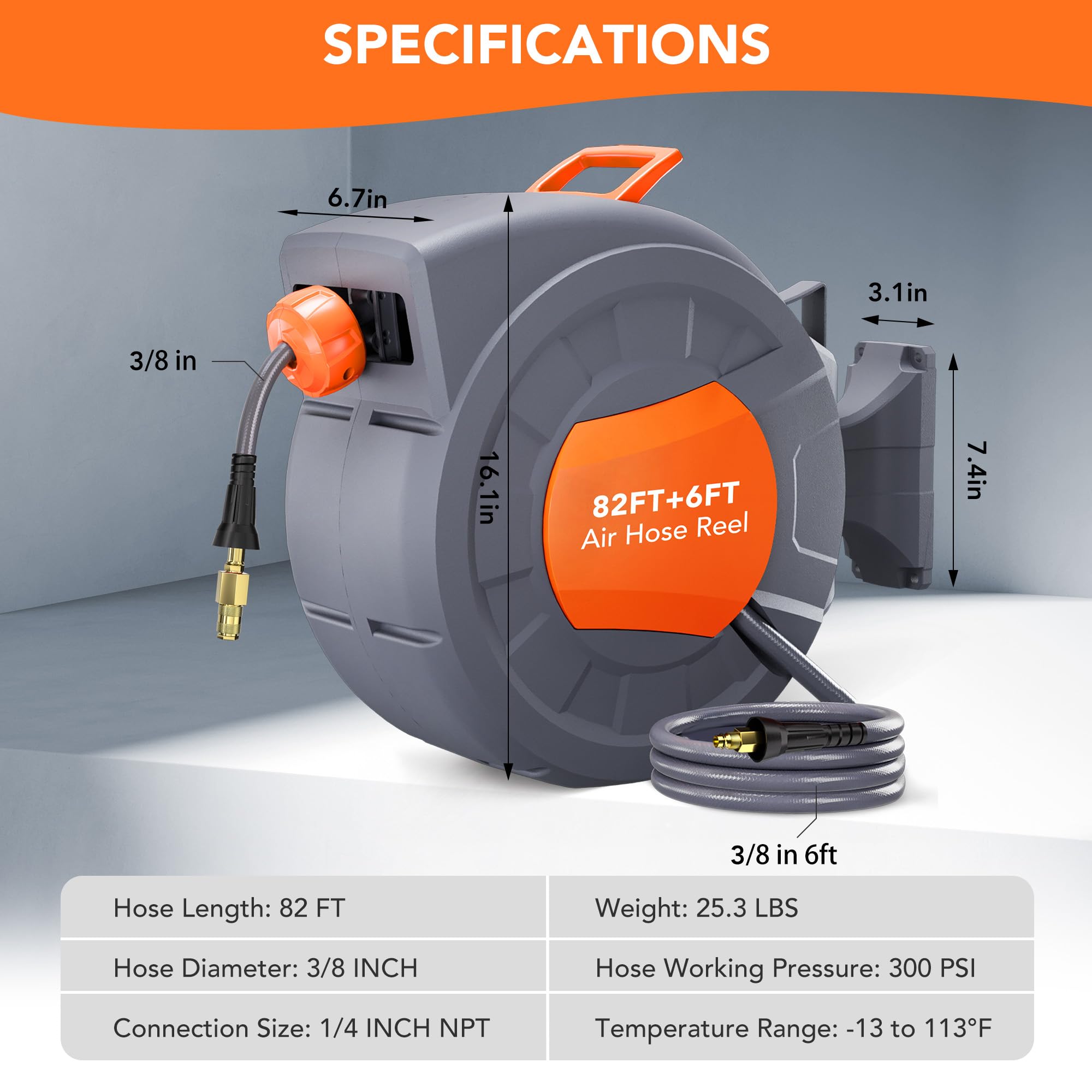 Retractable Air Hose Reel 3/8