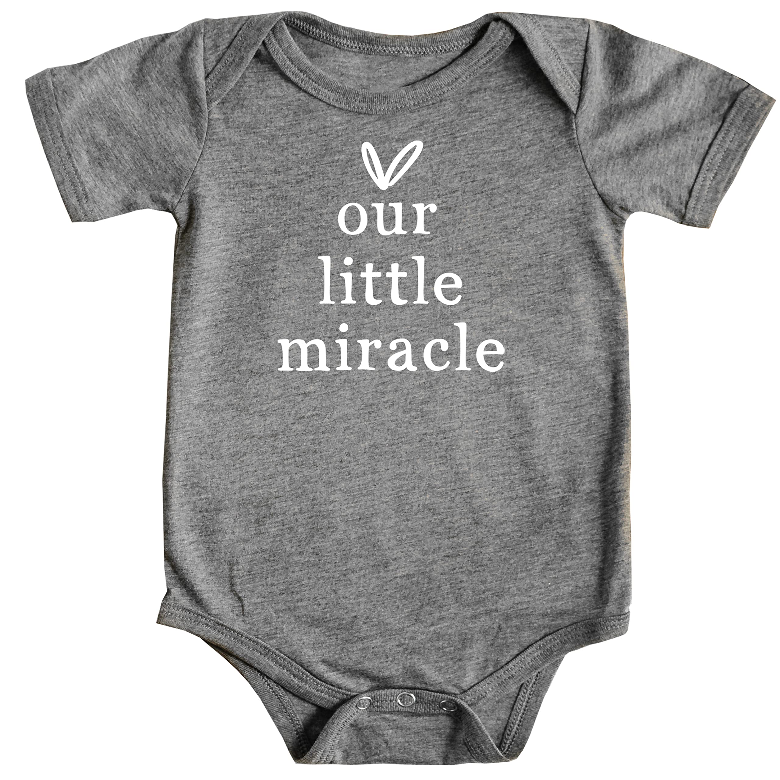 Our Little Miracle Infant Take Home & Pregnancy Reveal Bodysuit - Olive Loves Apple Baby Outfit for Newborn Announcements & Gender Reveal Parties