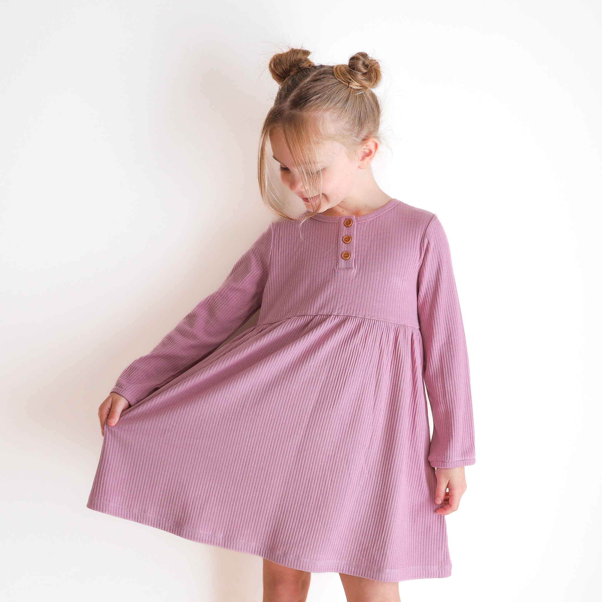 Cozy Basic Long Sleeve Dress - Wild Orchid Print - Comfortable & Stylish Women's Casual Dress for Fall & Winter - Perfect for Office, Date Night & Holiday Parties