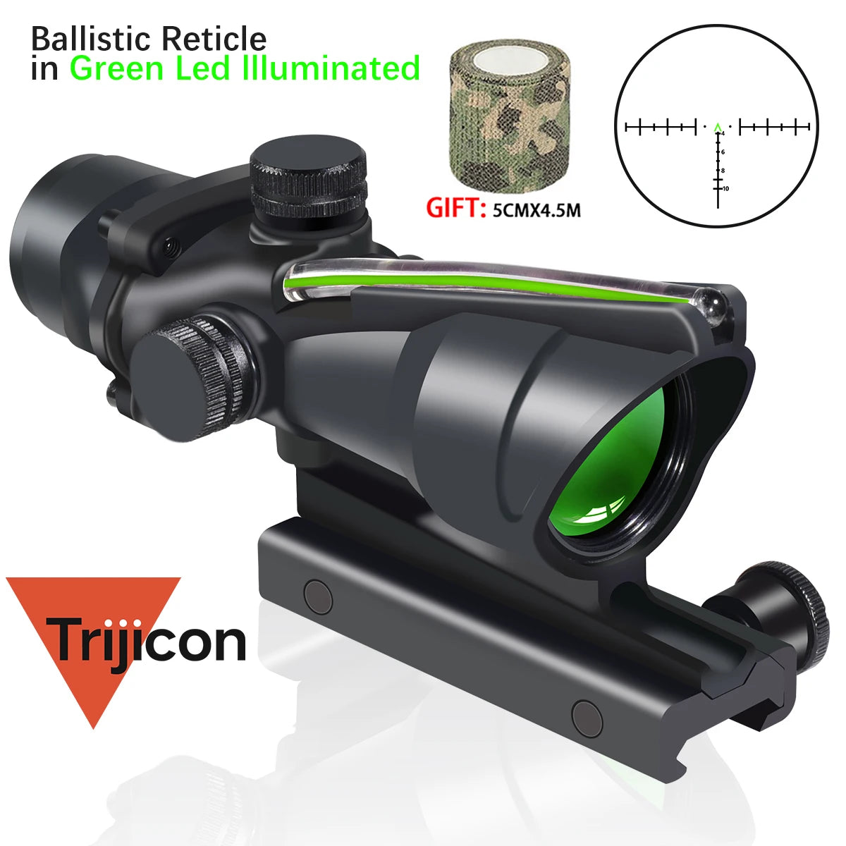 Trijicon ACOG 4X32 Rifle Scope with RMR - Fiber Optic Red/Green Dot Illumination, Etched Reticle - Perfect for Hunting, Tactical Shooting & Outdoor Adventures