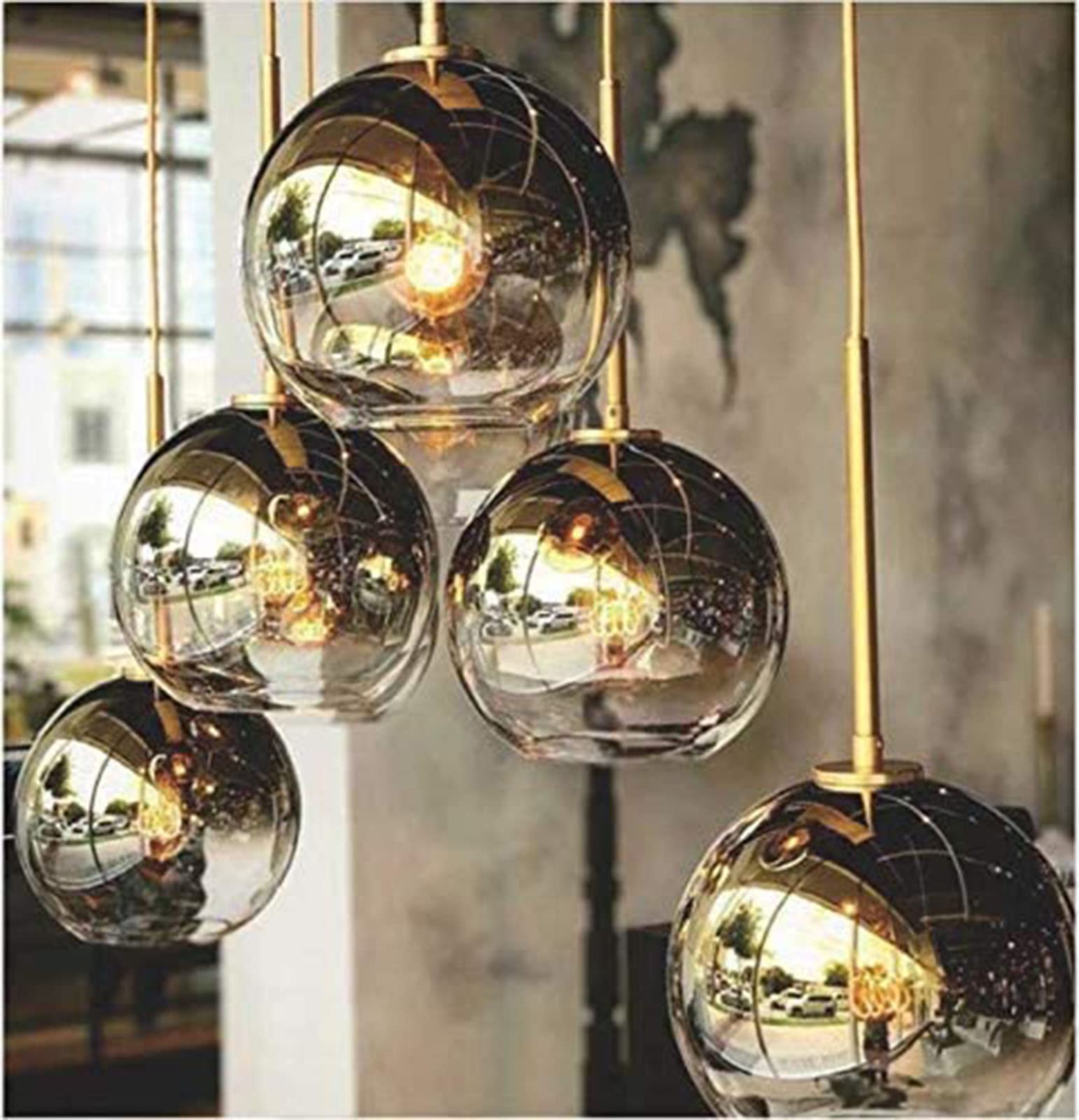Modern Gradient Color Glass Pendant Light - Gold 30cm Hanging Chandelier for Dining Room, Kitchen Island & Bedroom Lighting